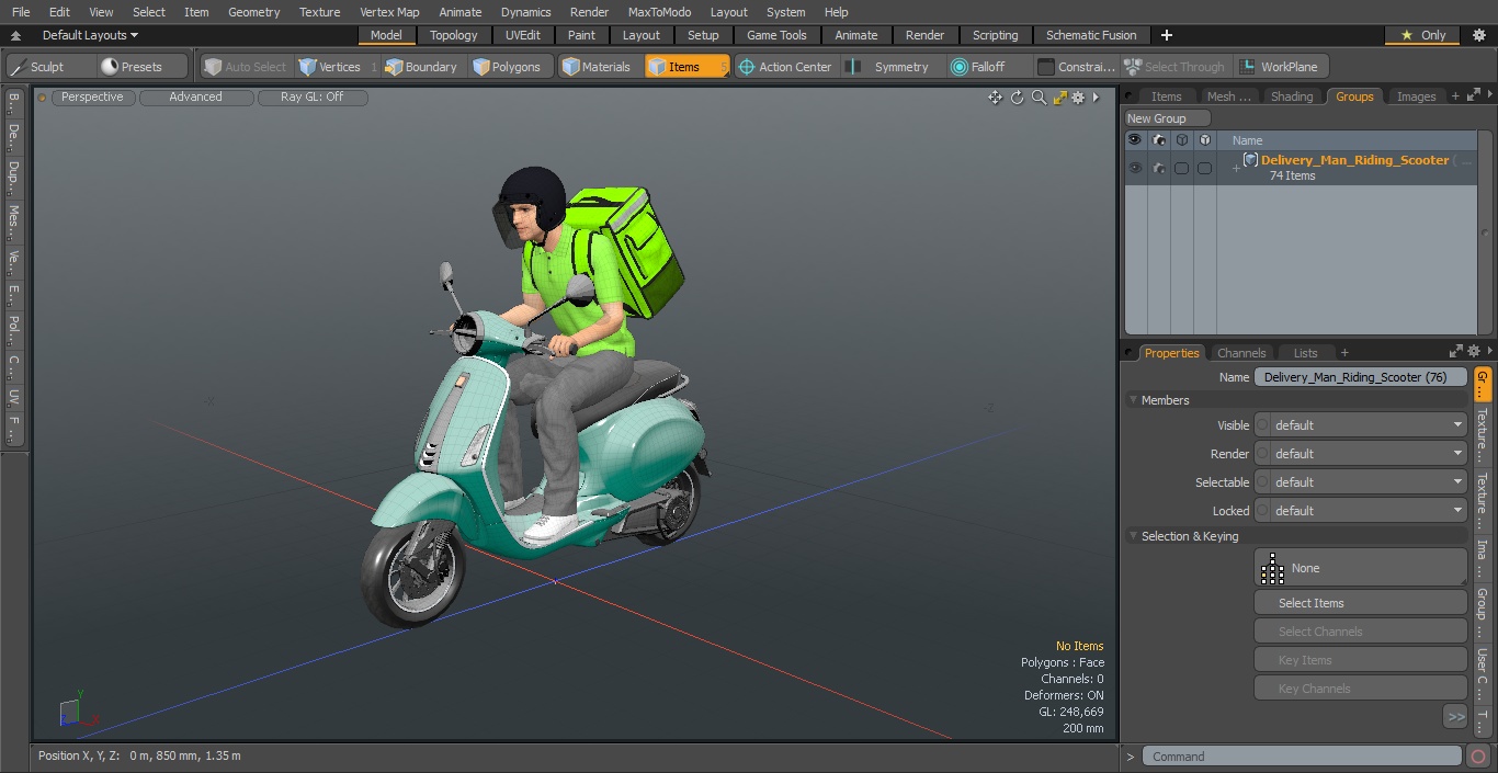 Delivery Man Riding Scooter 3D