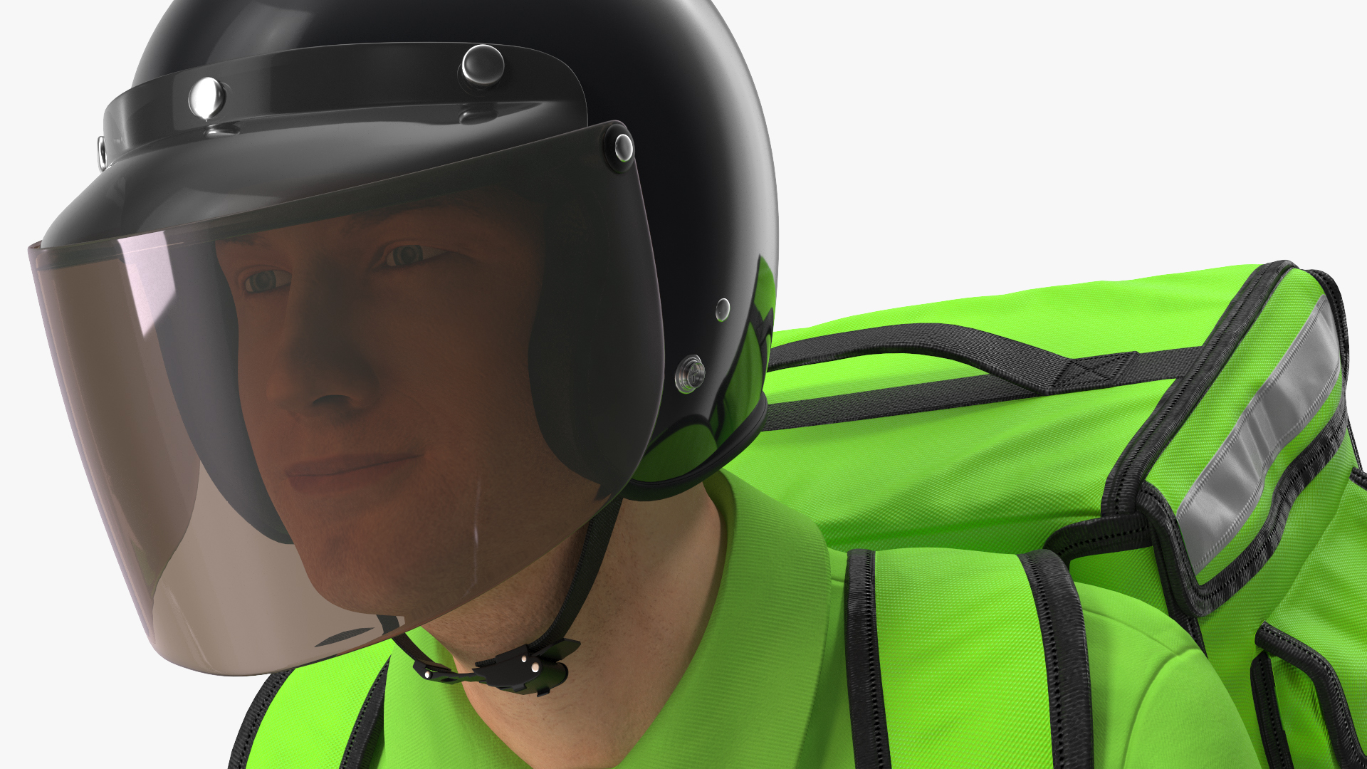 Delivery Man Riding Scooter 3D