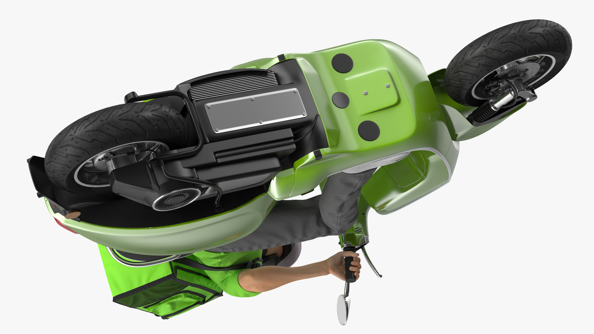 Delivery Man Riding Scooter 3D