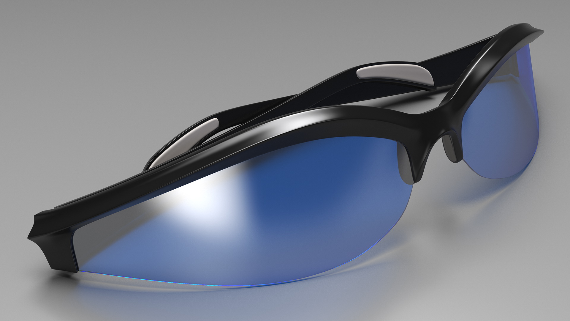 Black Frame Polarized Cycling Sunglasses Folded 3D