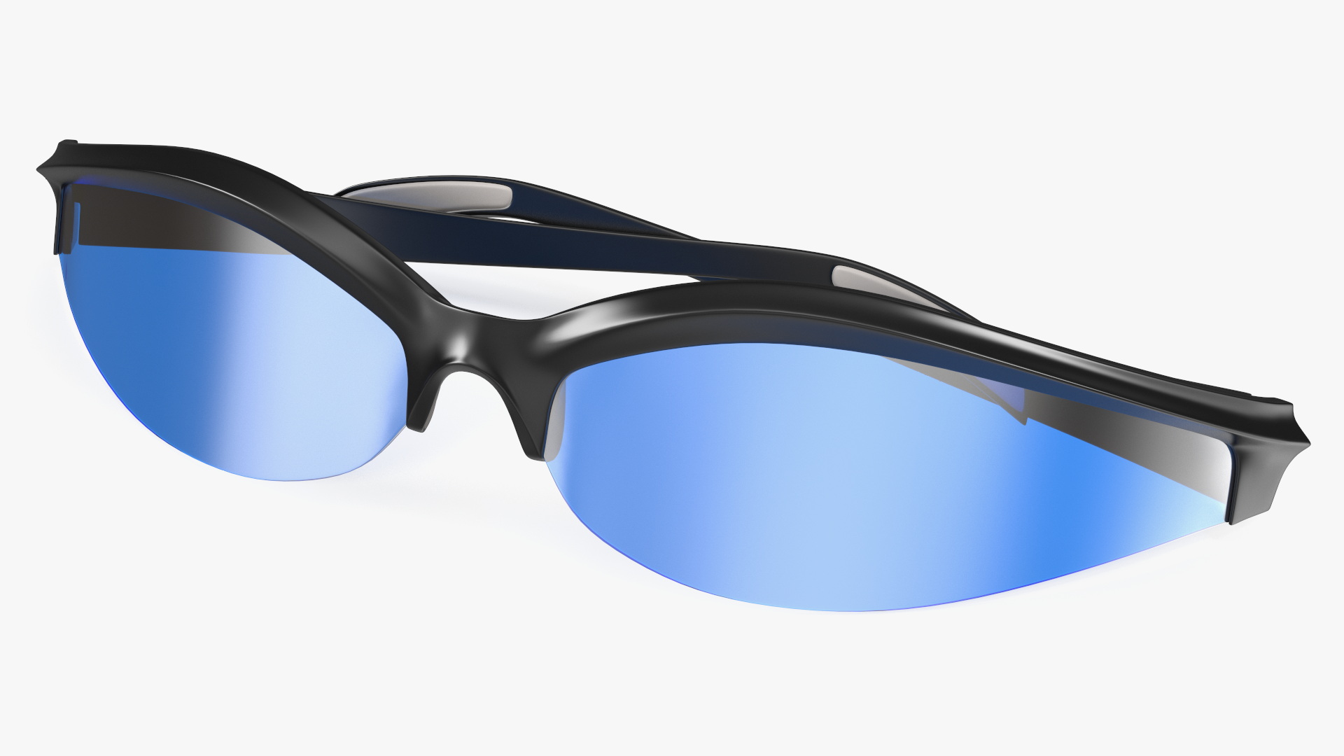 Black Frame Polarized Cycling Sunglasses Folded 3D