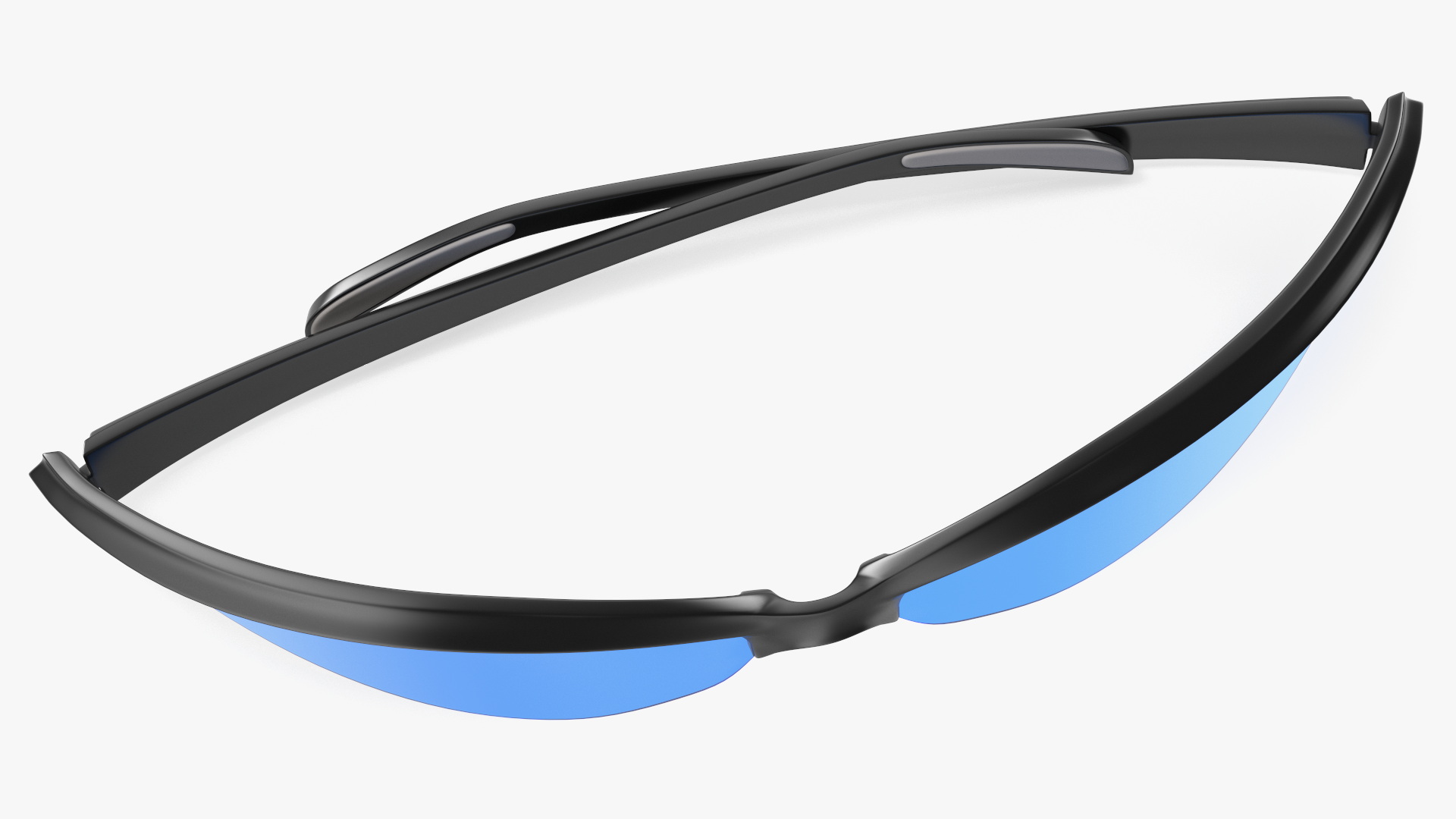 Black Frame Polarized Cycling Sunglasses Folded 3D