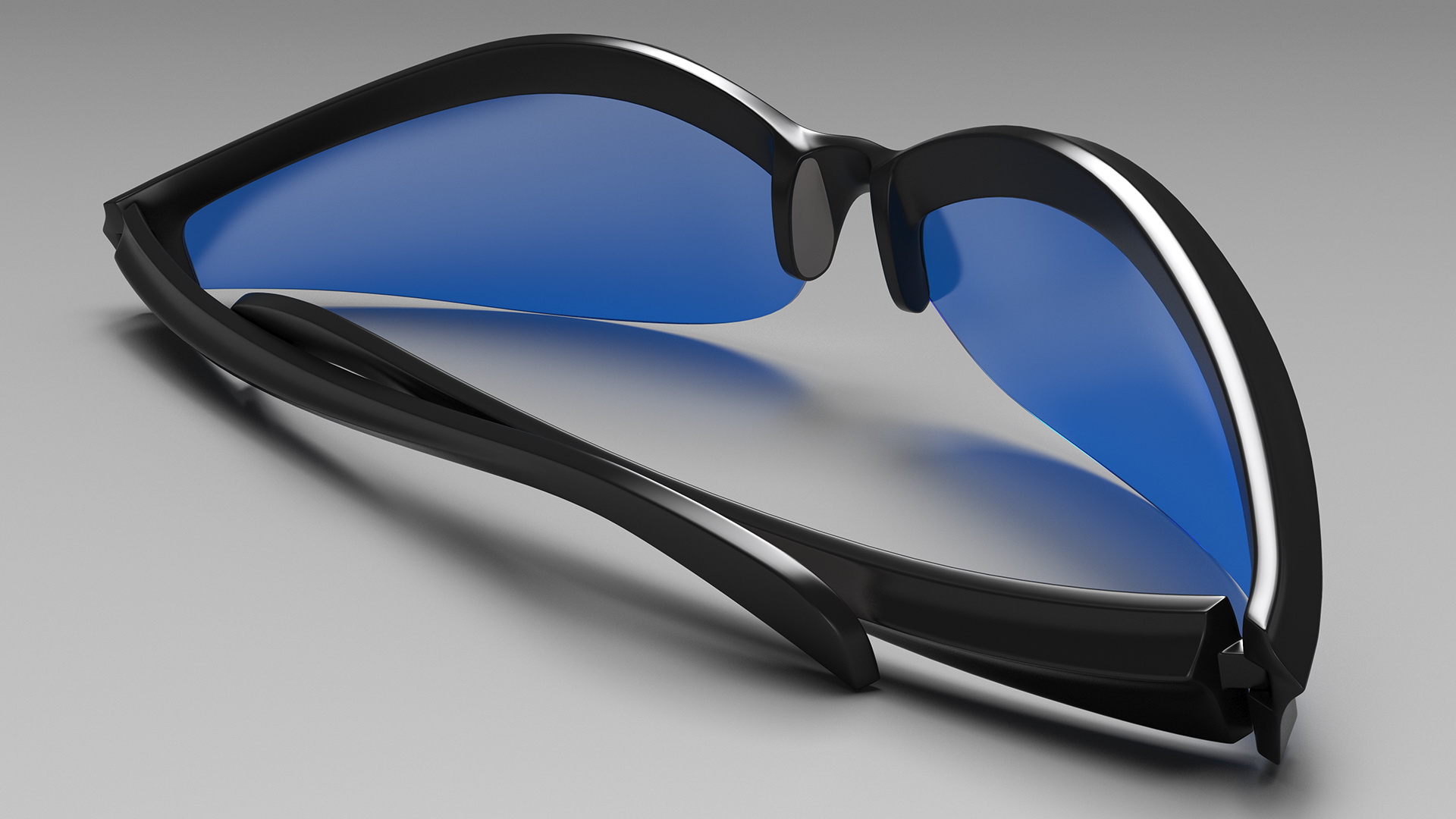 Black Frame Polarized Cycling Sunglasses Folded 3D