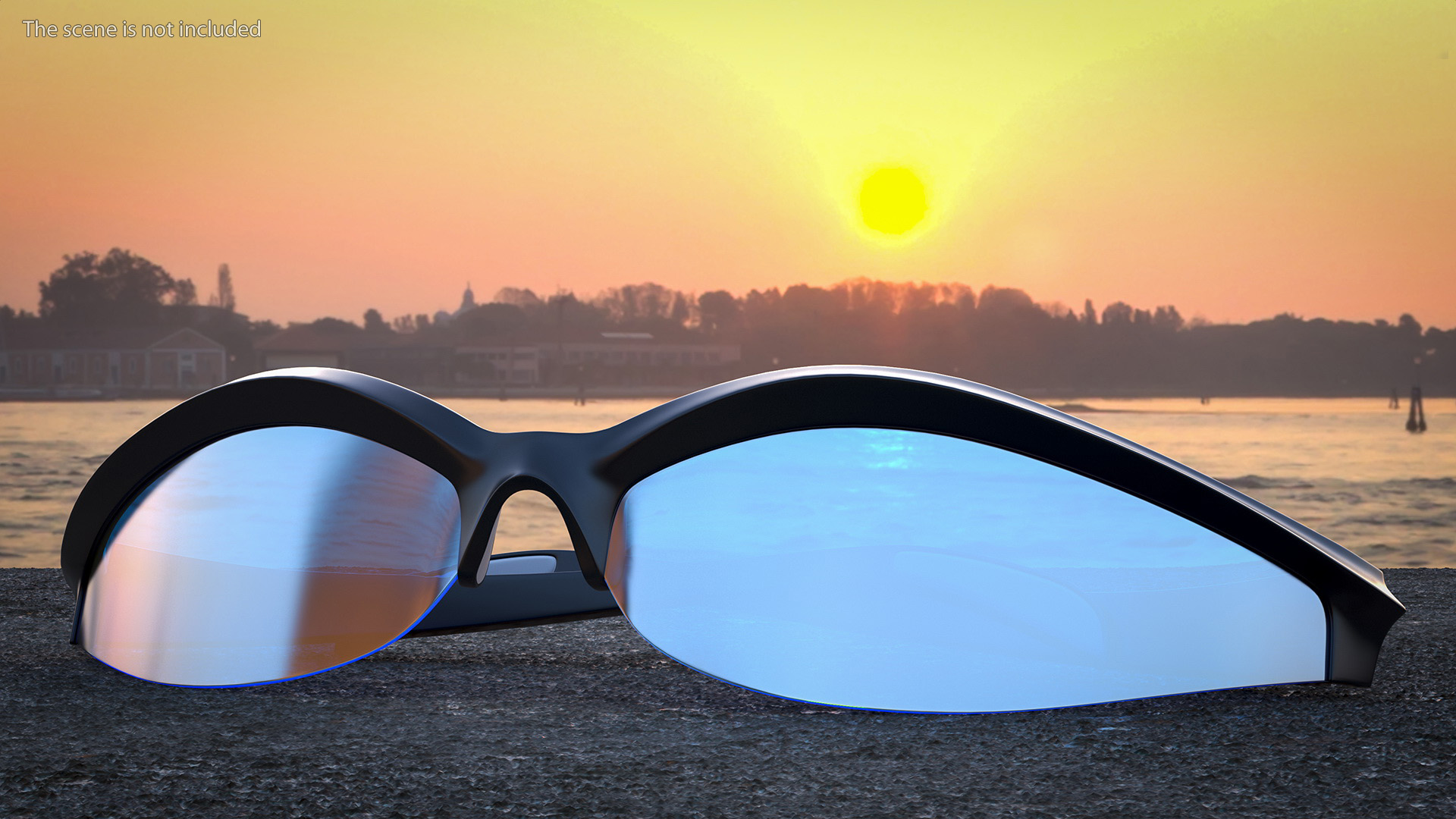 Black Frame Polarized Cycling Sunglasses Folded 3D
