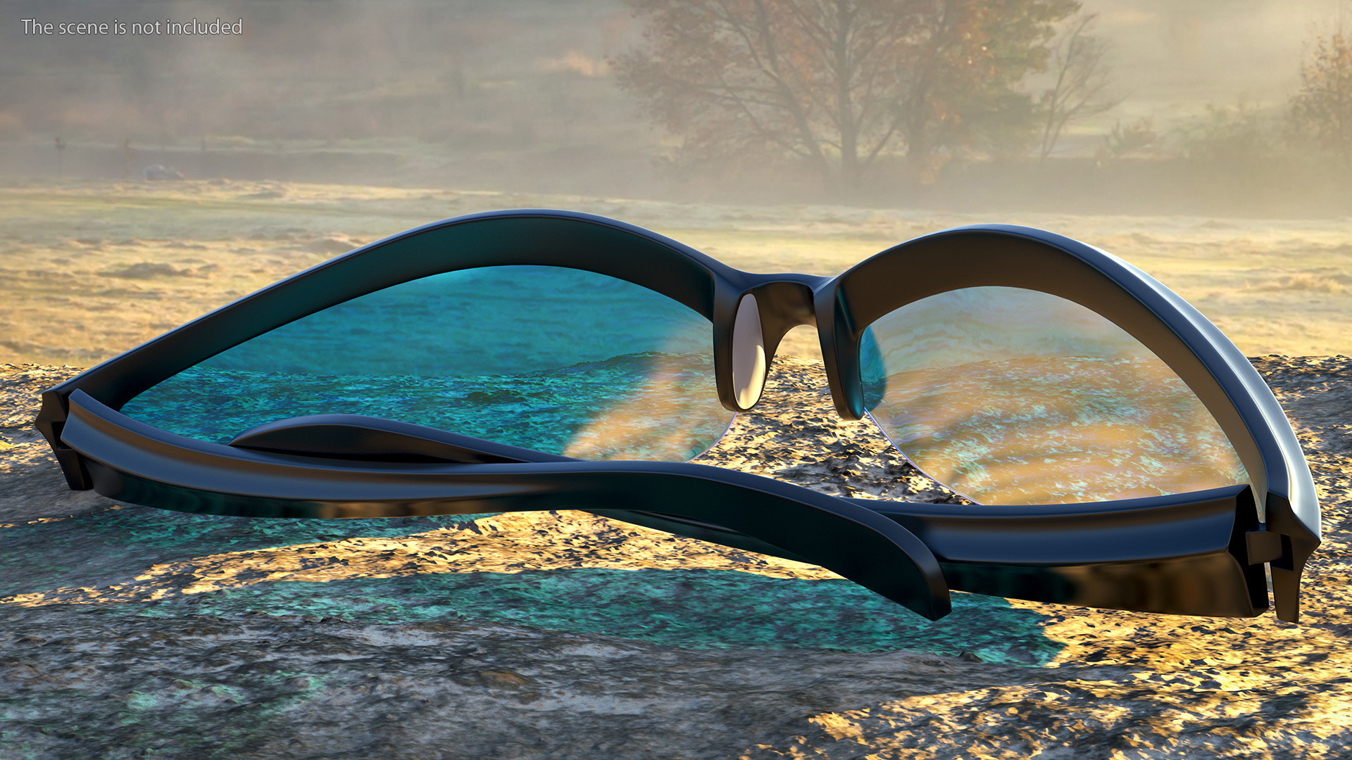 Black Frame Polarized Cycling Sunglasses Folded 3D