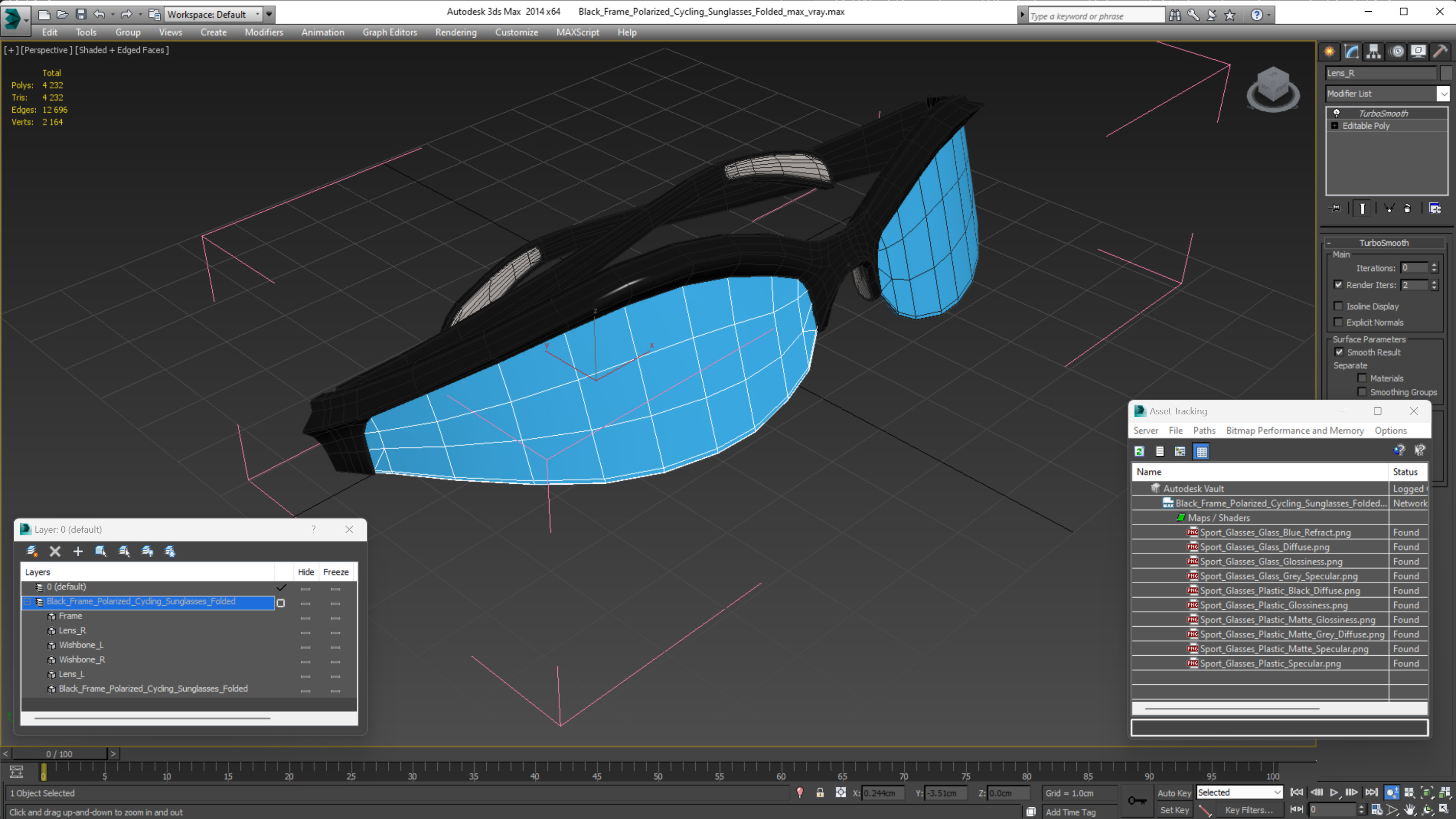 Black Frame Polarized Cycling Sunglasses Folded 3D