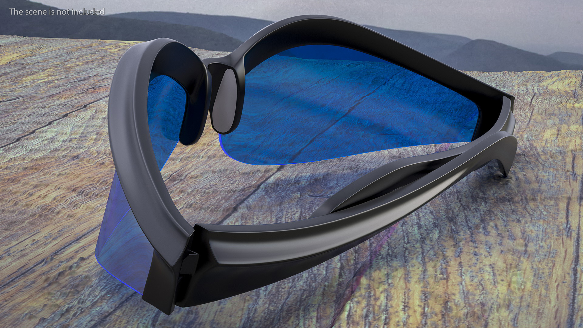 Black Frame Polarized Cycling Sunglasses Folded 3D