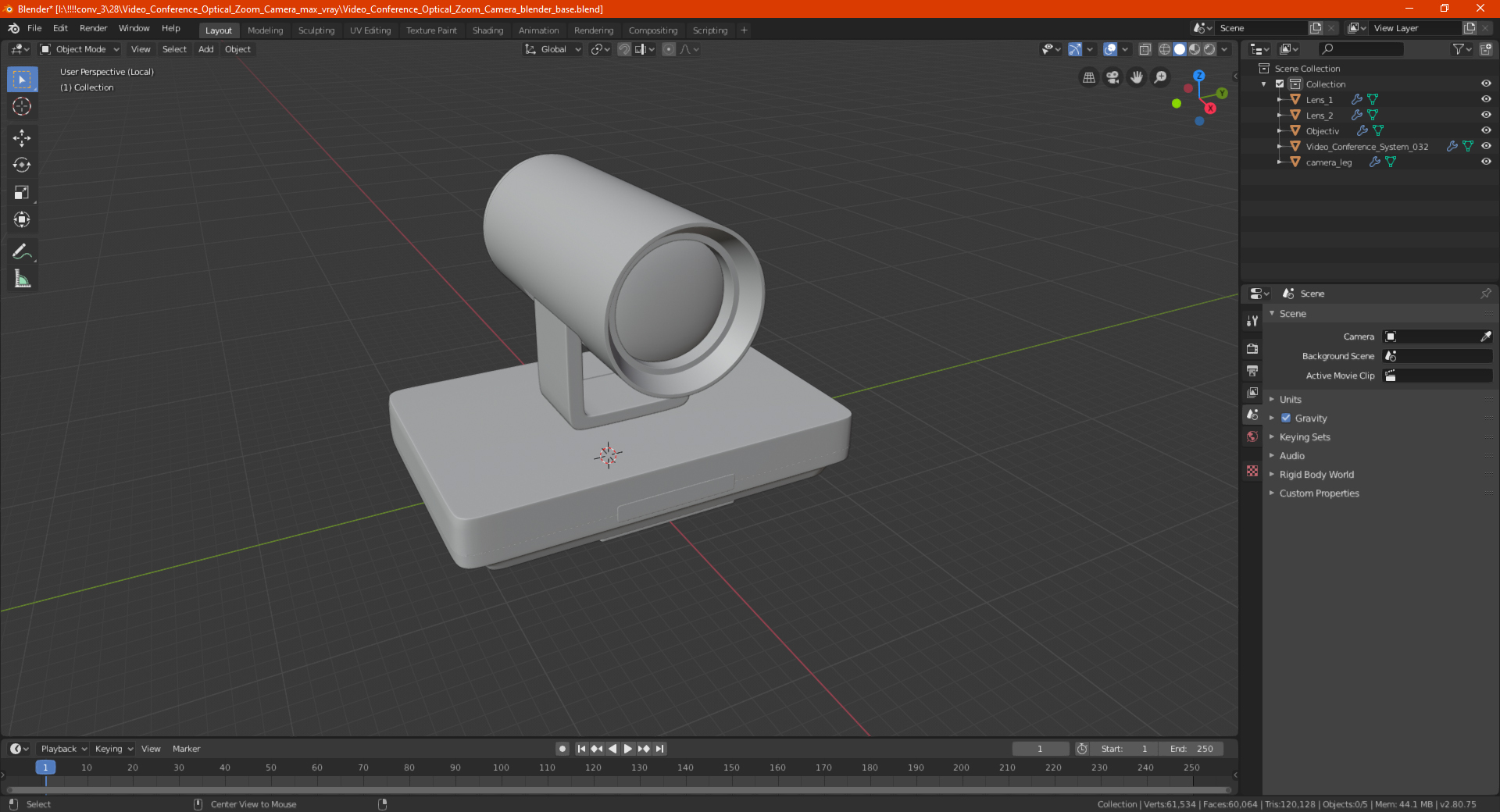 3D Video Conference Optical Zoom Camera