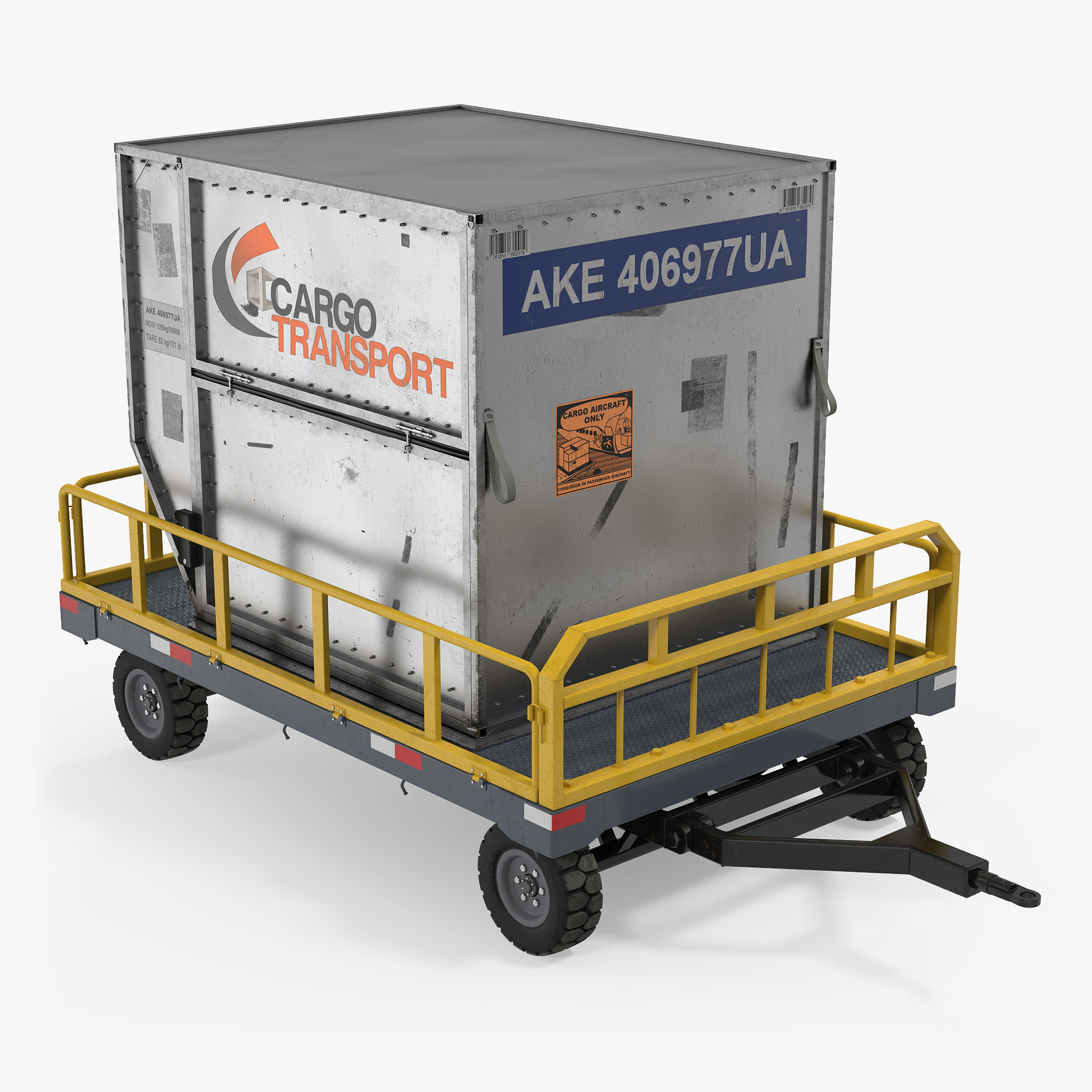 Airport Luggage Trolley Baggage Trailer with Container, view 3