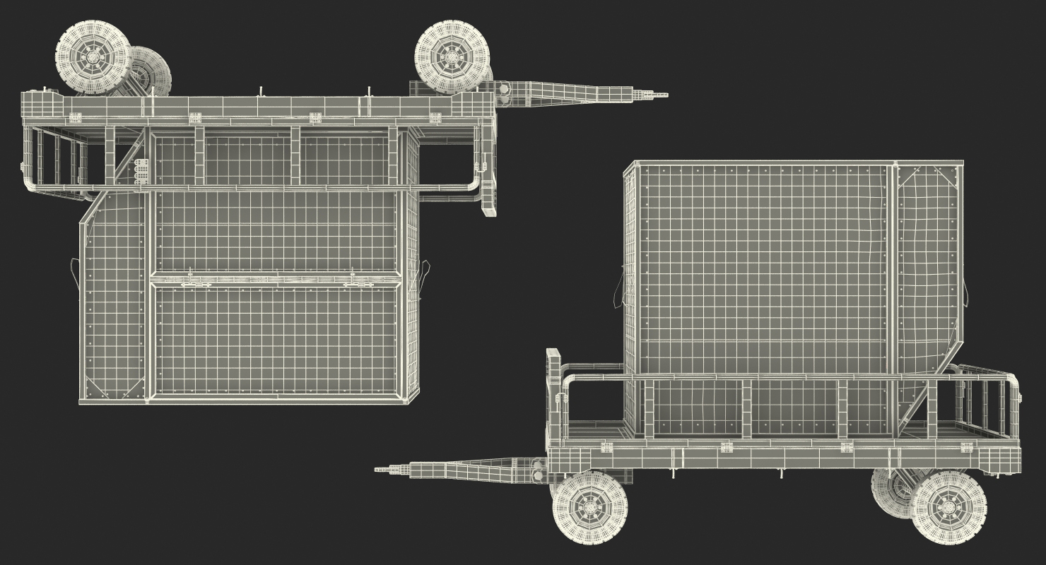 Airport Luggage Trolley Baggage Trailer with Container 3D model