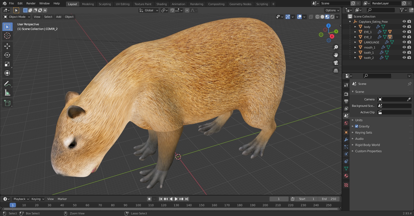 3D model Capybara Eating Pose
