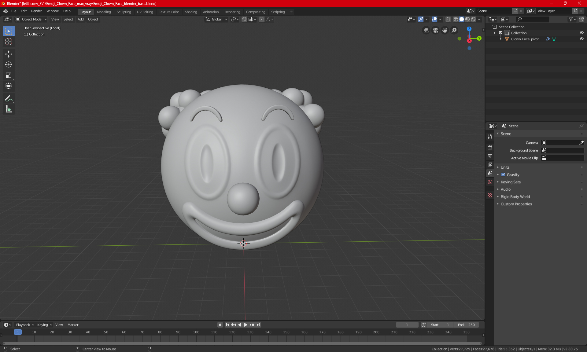 3D Emoji Clown Face