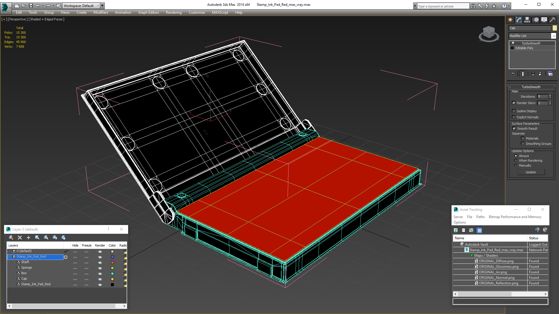 Stamp Ink Pad Red 3D