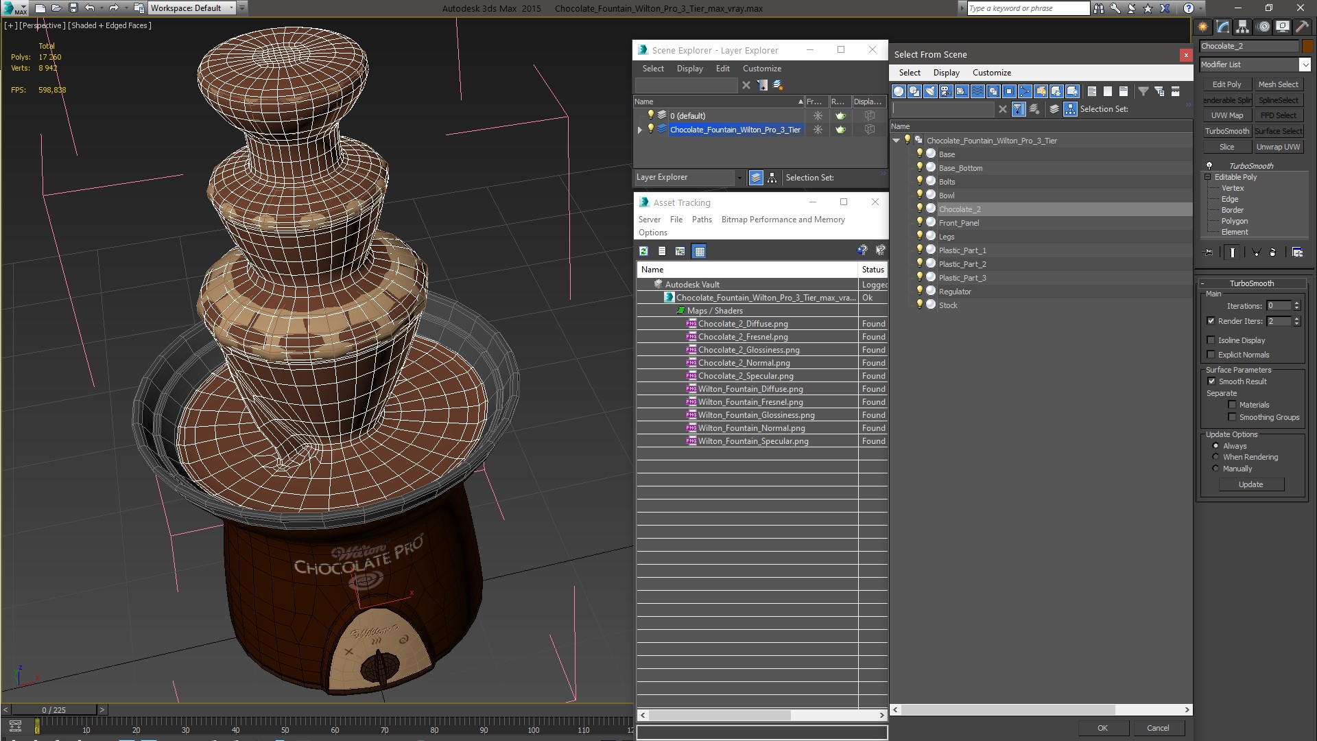 3D Chocolate Fountain Wilton Pro 3 Tier