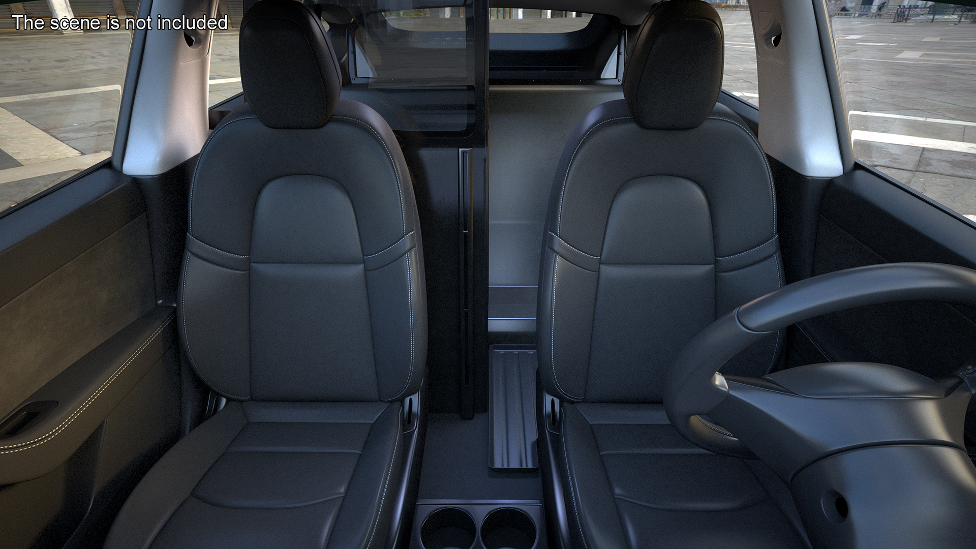 3D Tesla Model Y Police Lights On Simple Interior