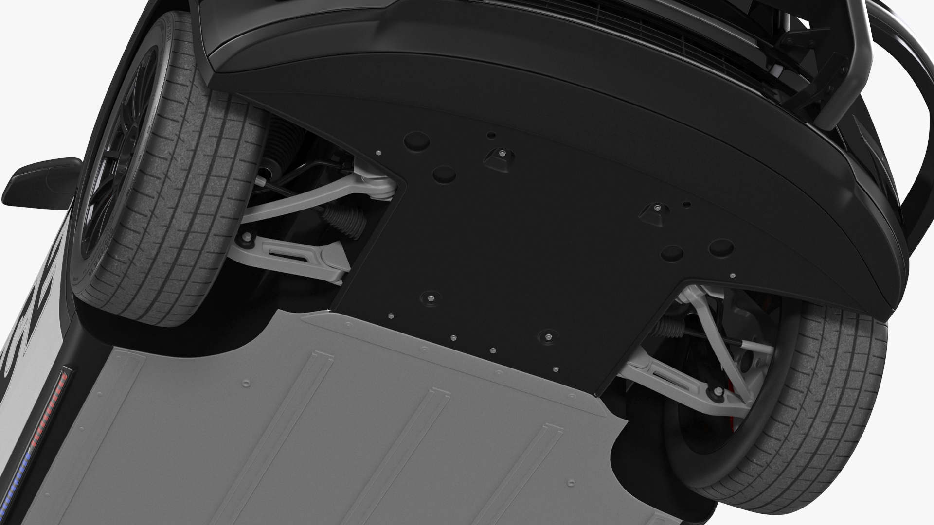 3D Tesla Model Y Police Lights On Simple Interior