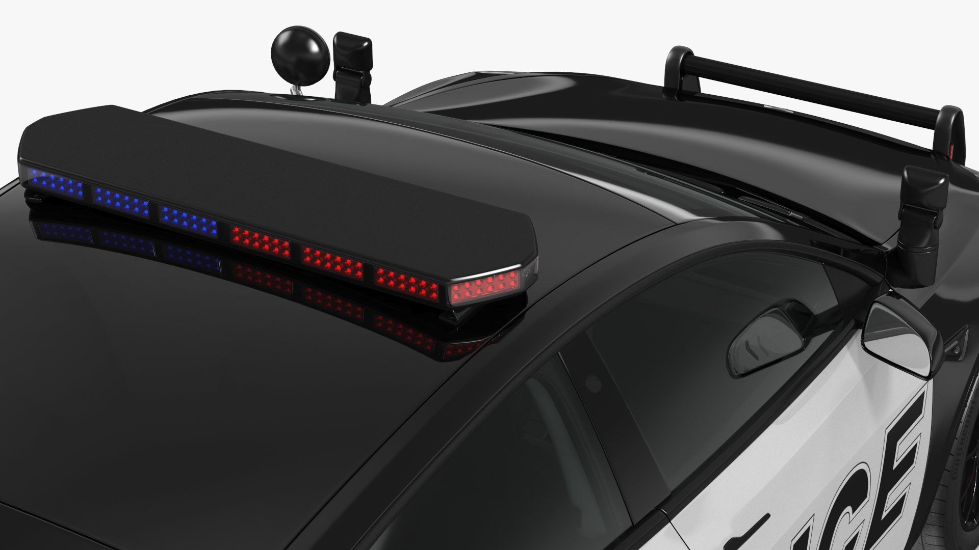 3D Tesla Model Y Police Lights On Simple Interior