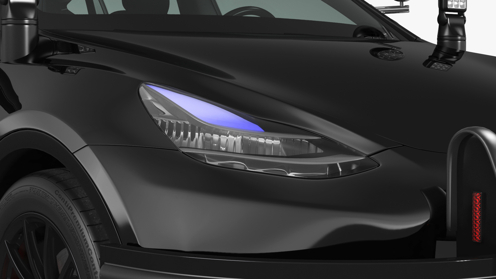 3D Tesla Model Y Police Lights On Simple Interior
