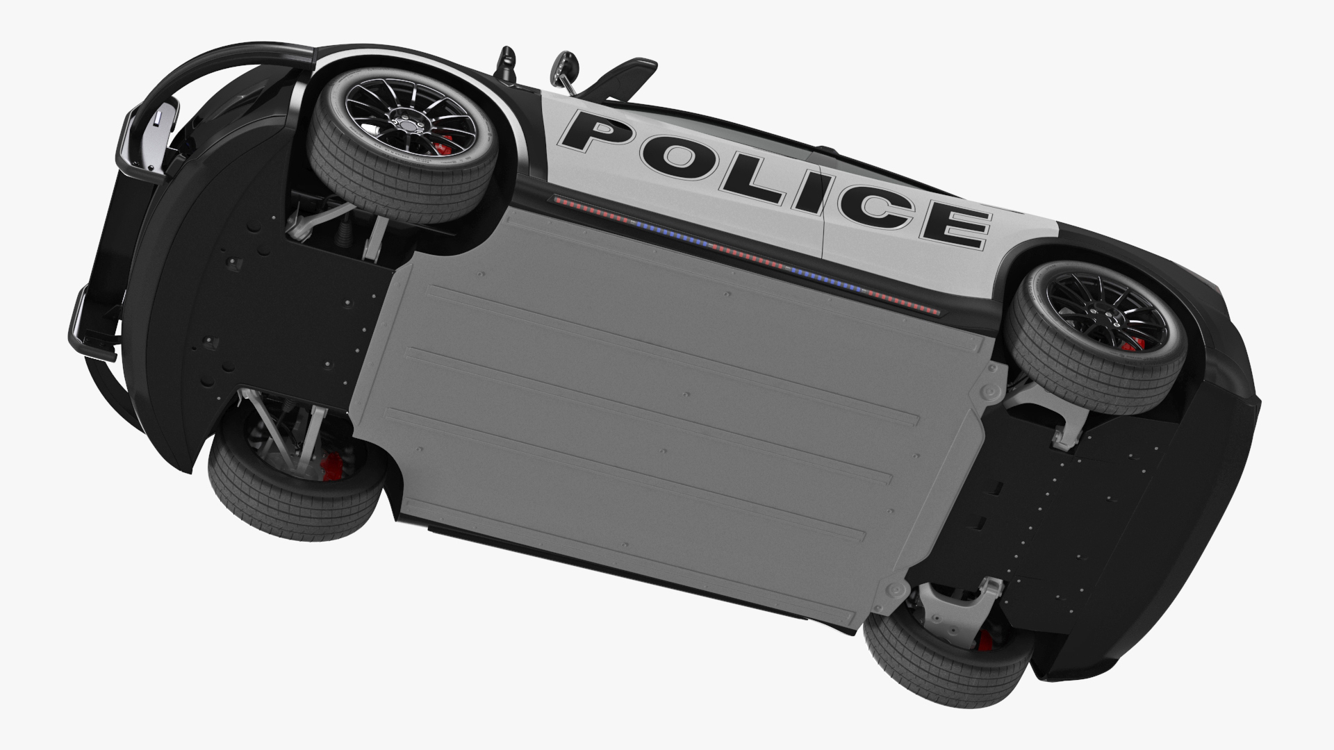 3D Tesla Model Y Police Lights On Simple Interior