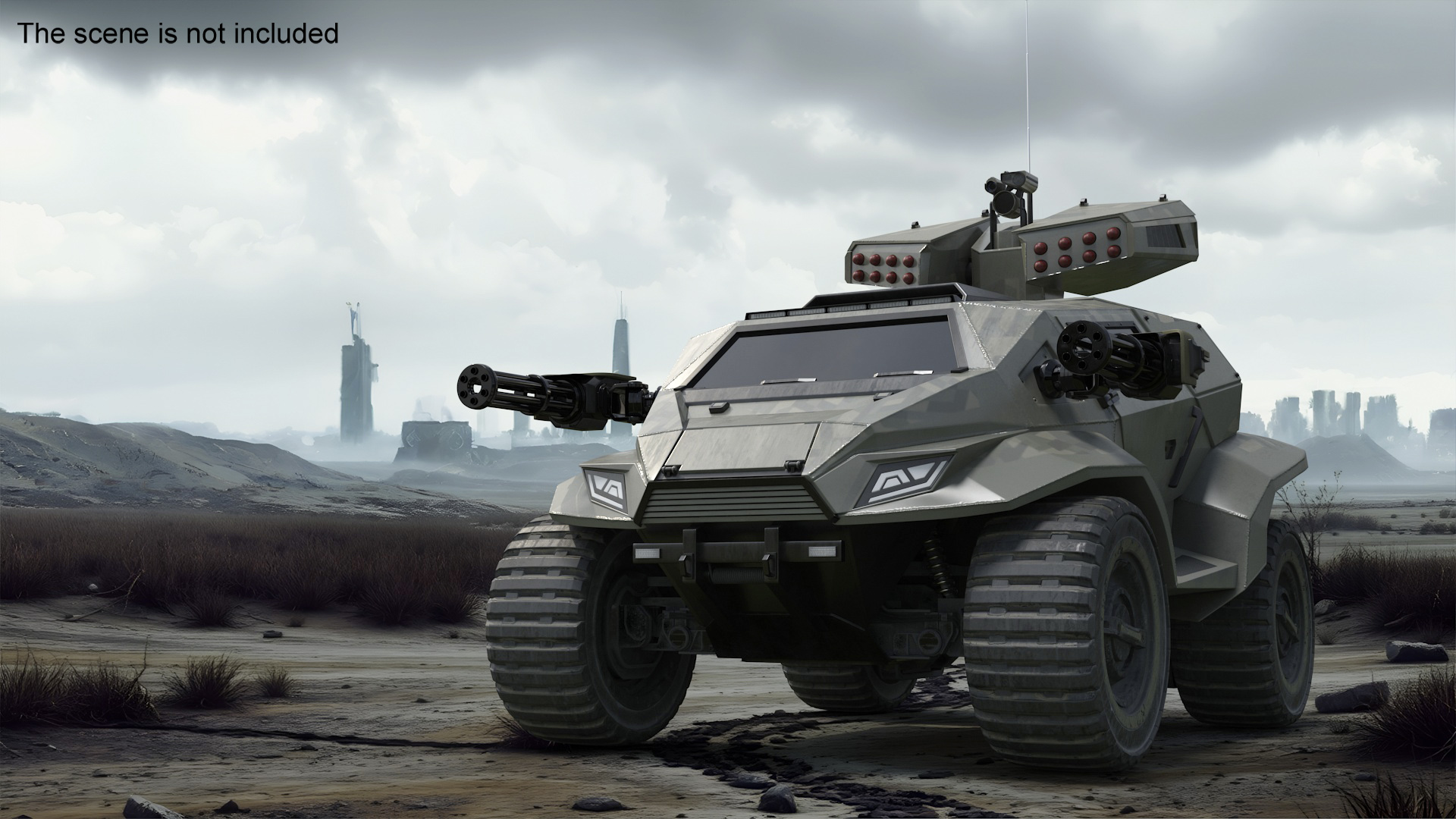 Futuristic Military Vehicle Khaki Color 3D model