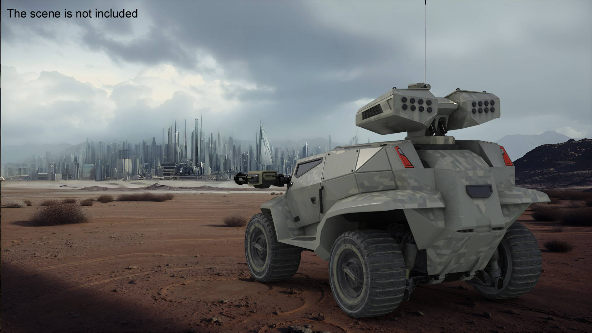 Futuristic Military Vehicle Khaki Color 3D model