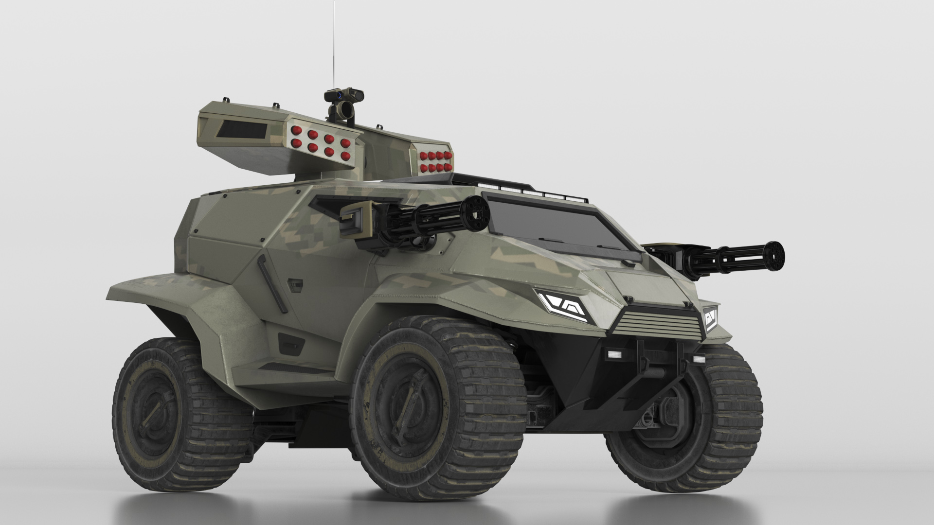 Futuristic Military Vehicle Khaki Color 3D model