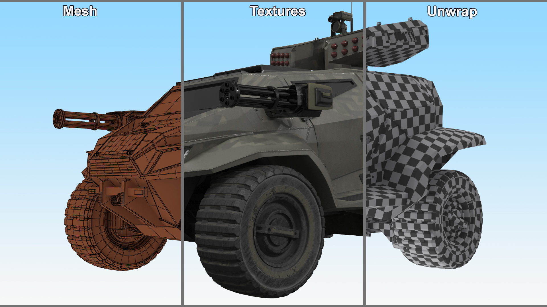 Futuristic Military Vehicle Khaki Color 3D model