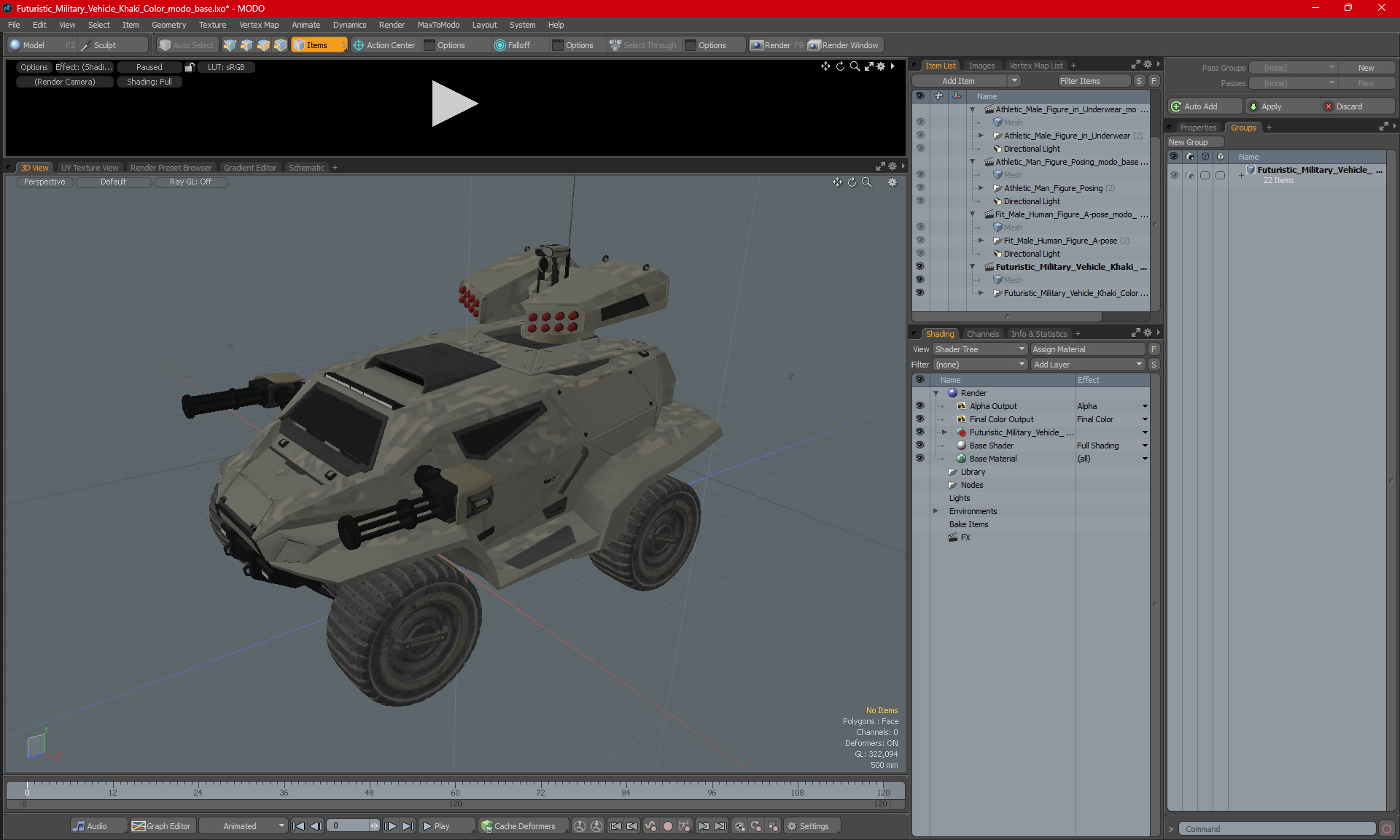 Futuristic Military Vehicle Khaki Color 3D model