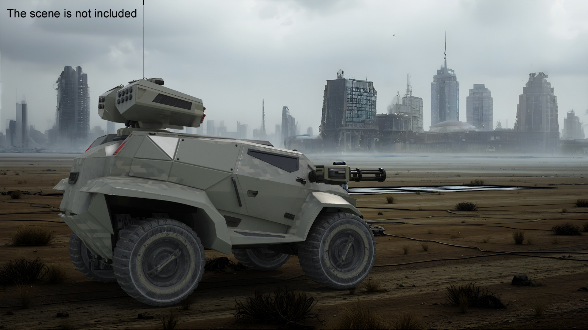 Futuristic Military Vehicle Khaki Color 3D model