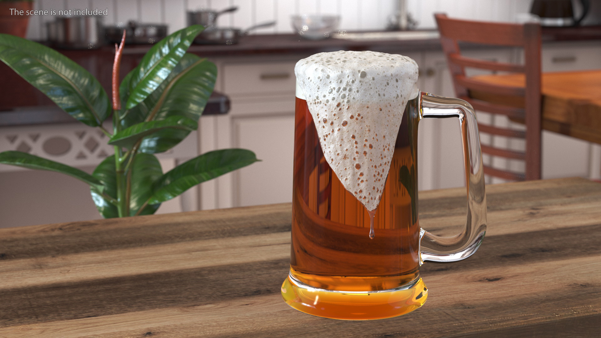 Frothy Beer in Glass Mug 3D model