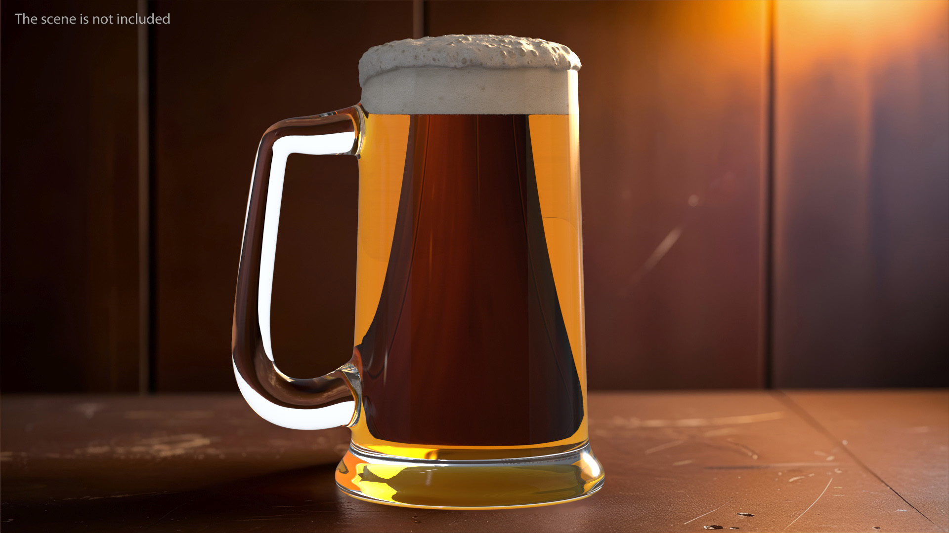 Frothy Beer in Glass Mug 3D model