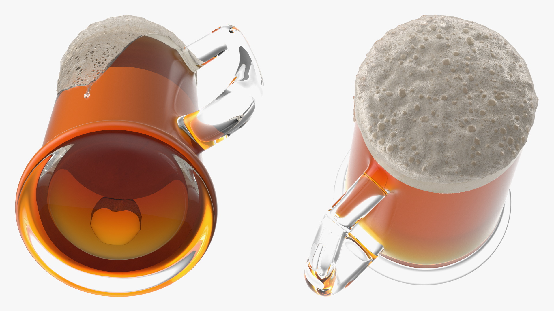 Frothy Beer in Glass Mug 3D model