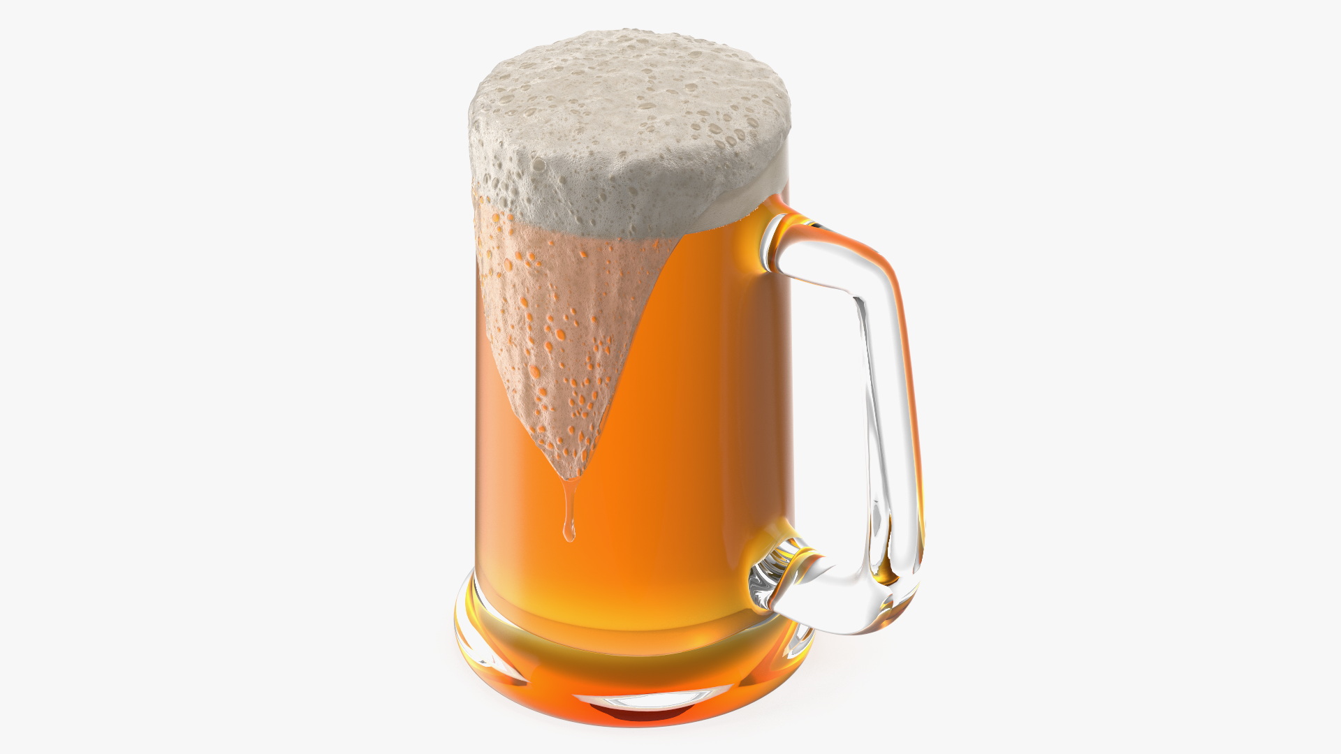Frothy Beer in Glass Mug 3D model