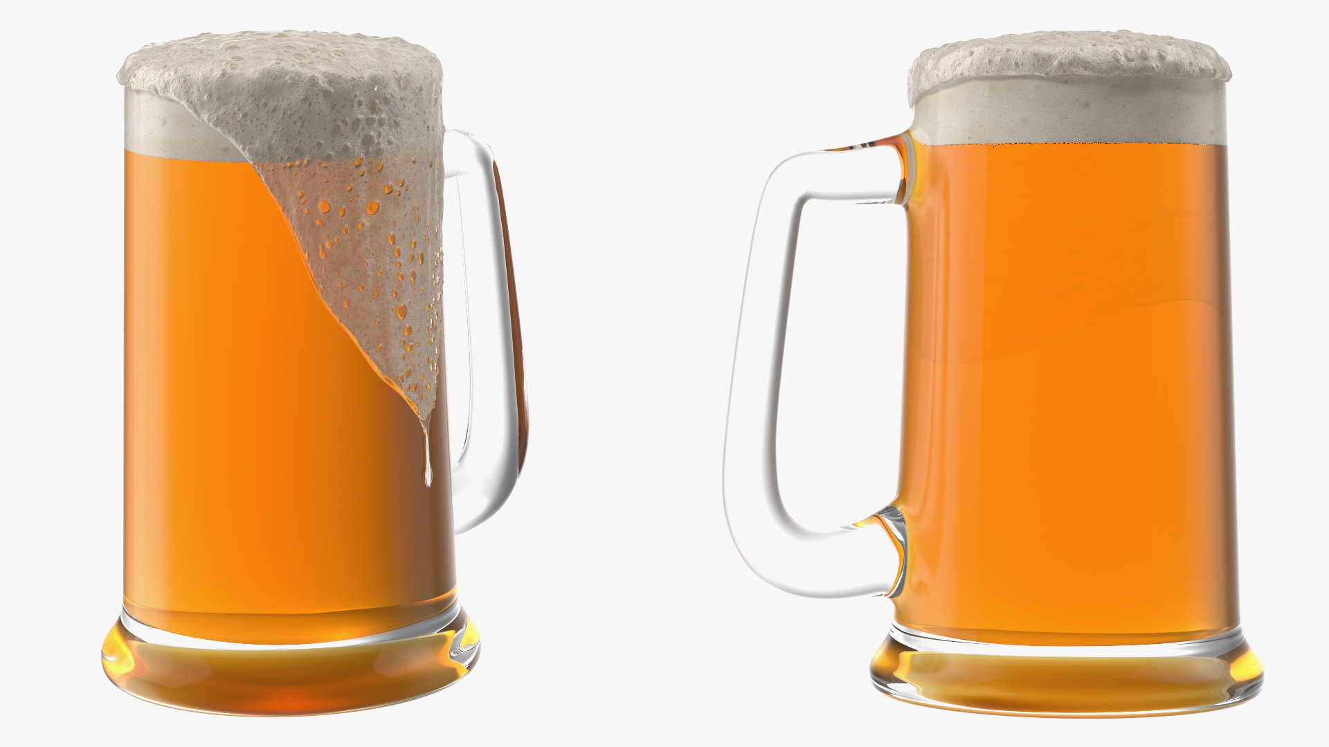 Frothy Beer in Glass Mug 3D model
