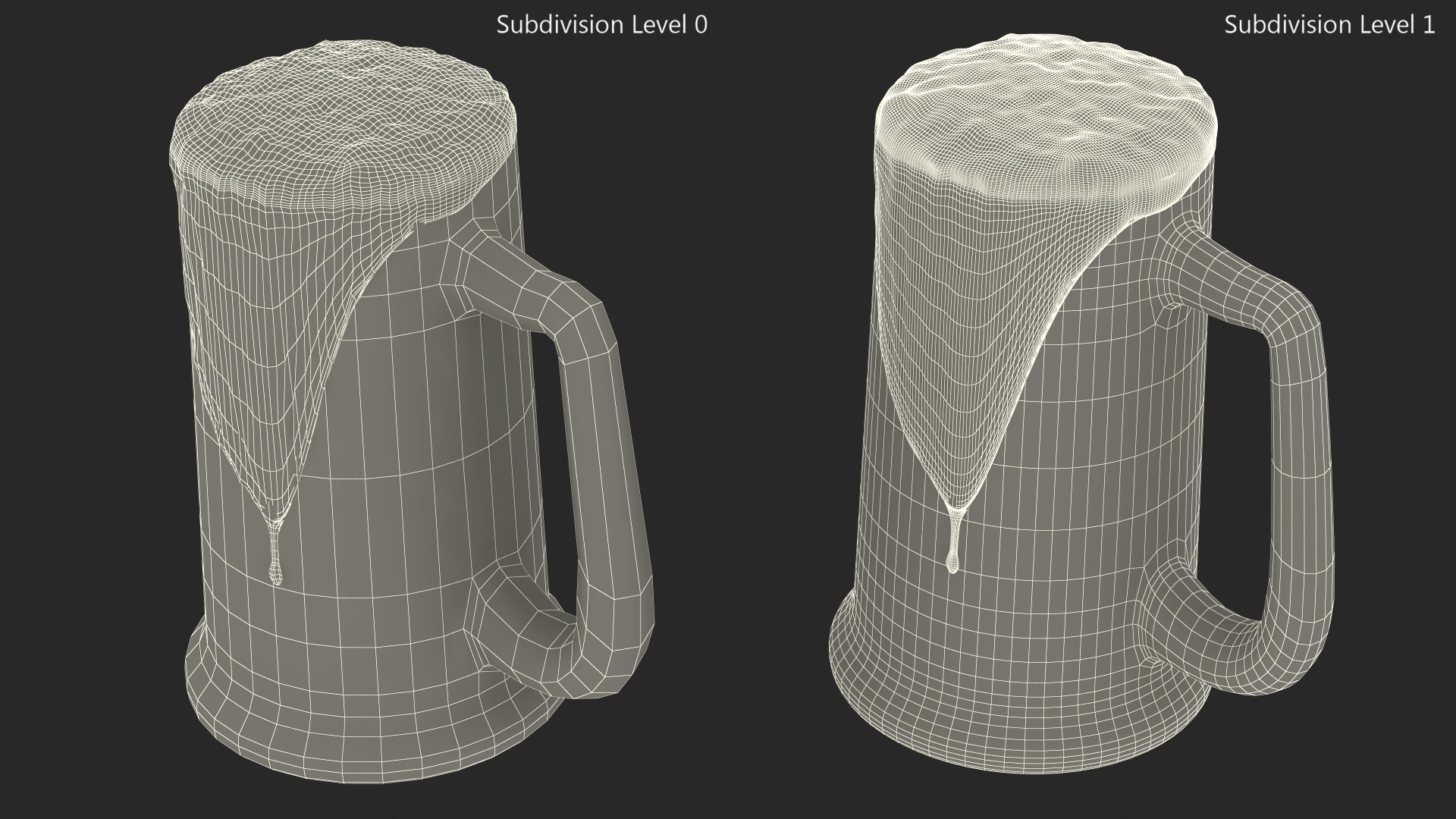 Frothy Beer in Glass Mug 3D model