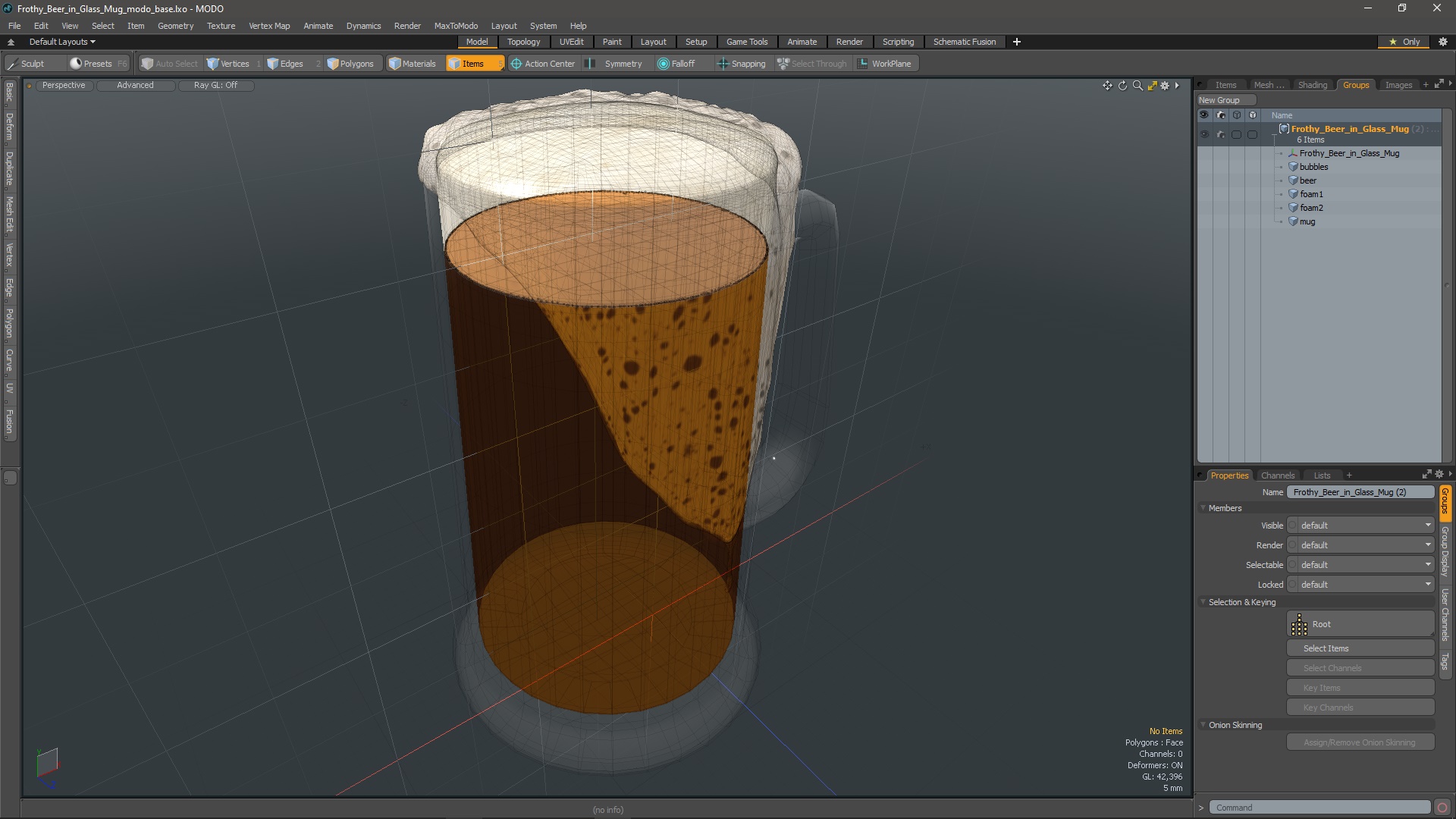 Frothy Beer in Glass Mug 3D model