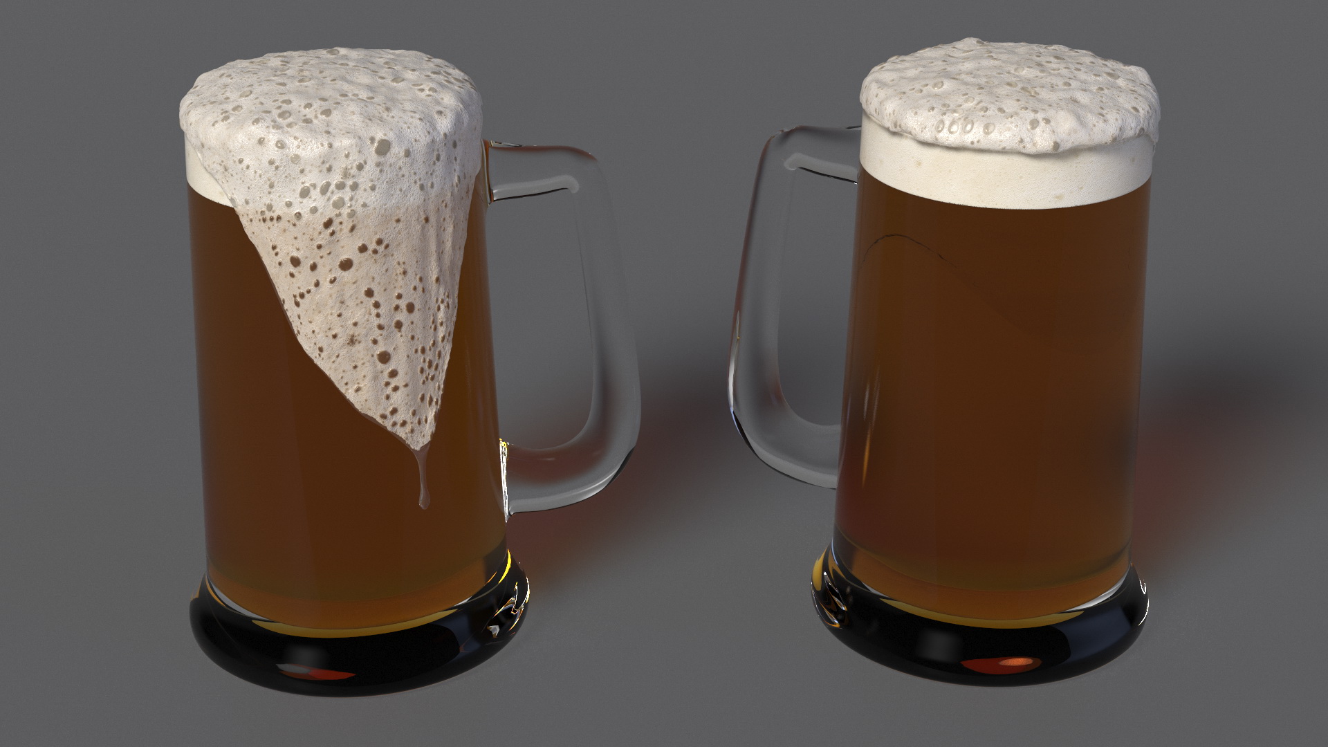 Frothy Beer in Glass Mug 3D model
