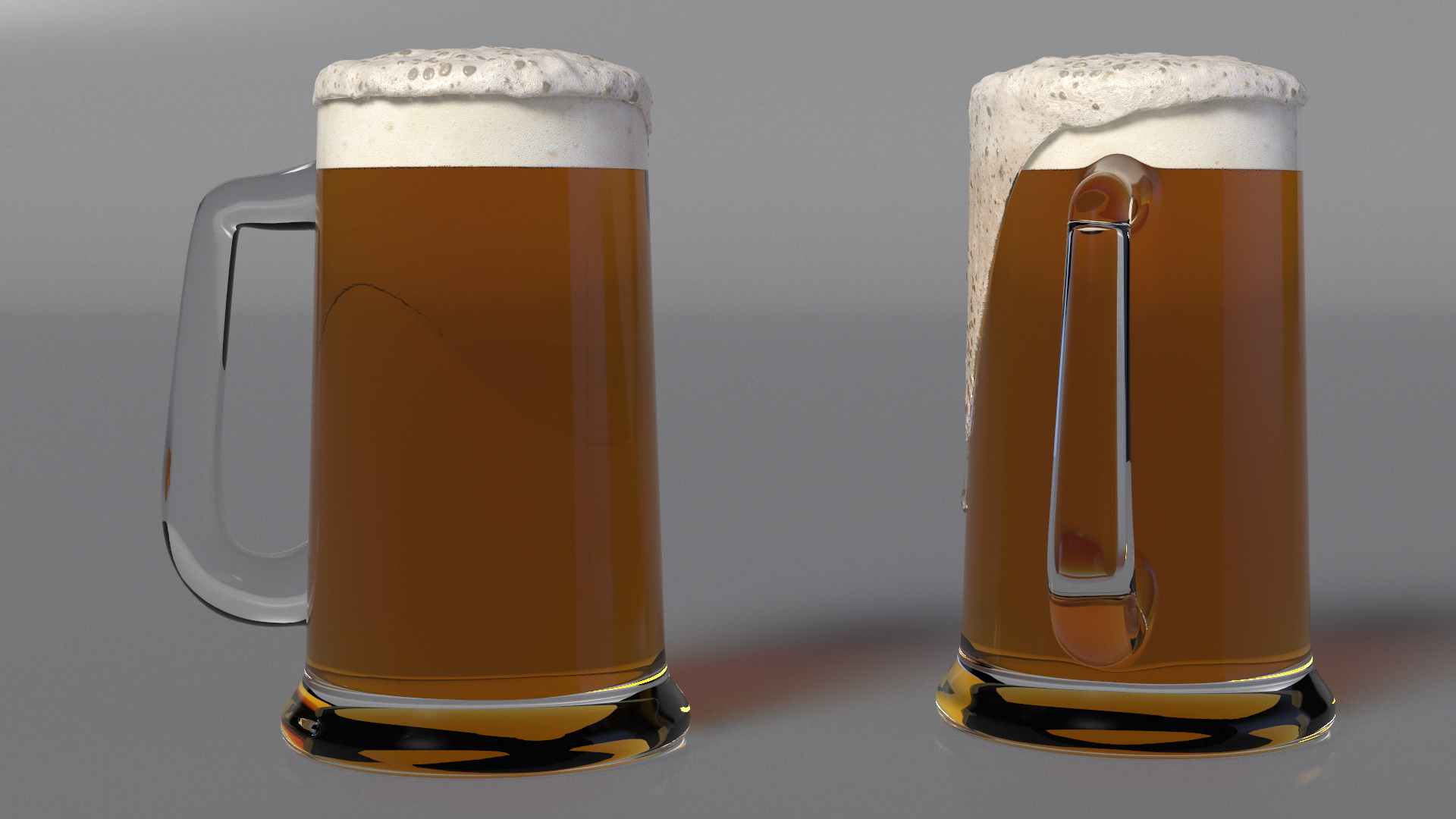 Frothy Beer in Glass Mug 3D model
