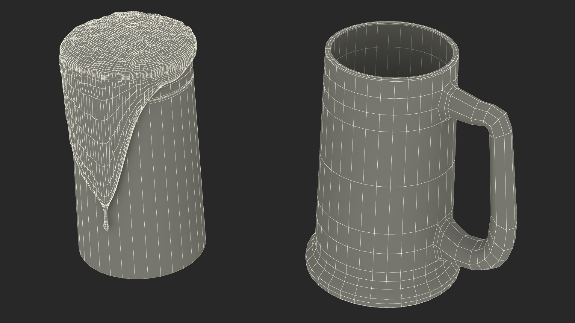 Frothy Beer in Glass Mug 3D model