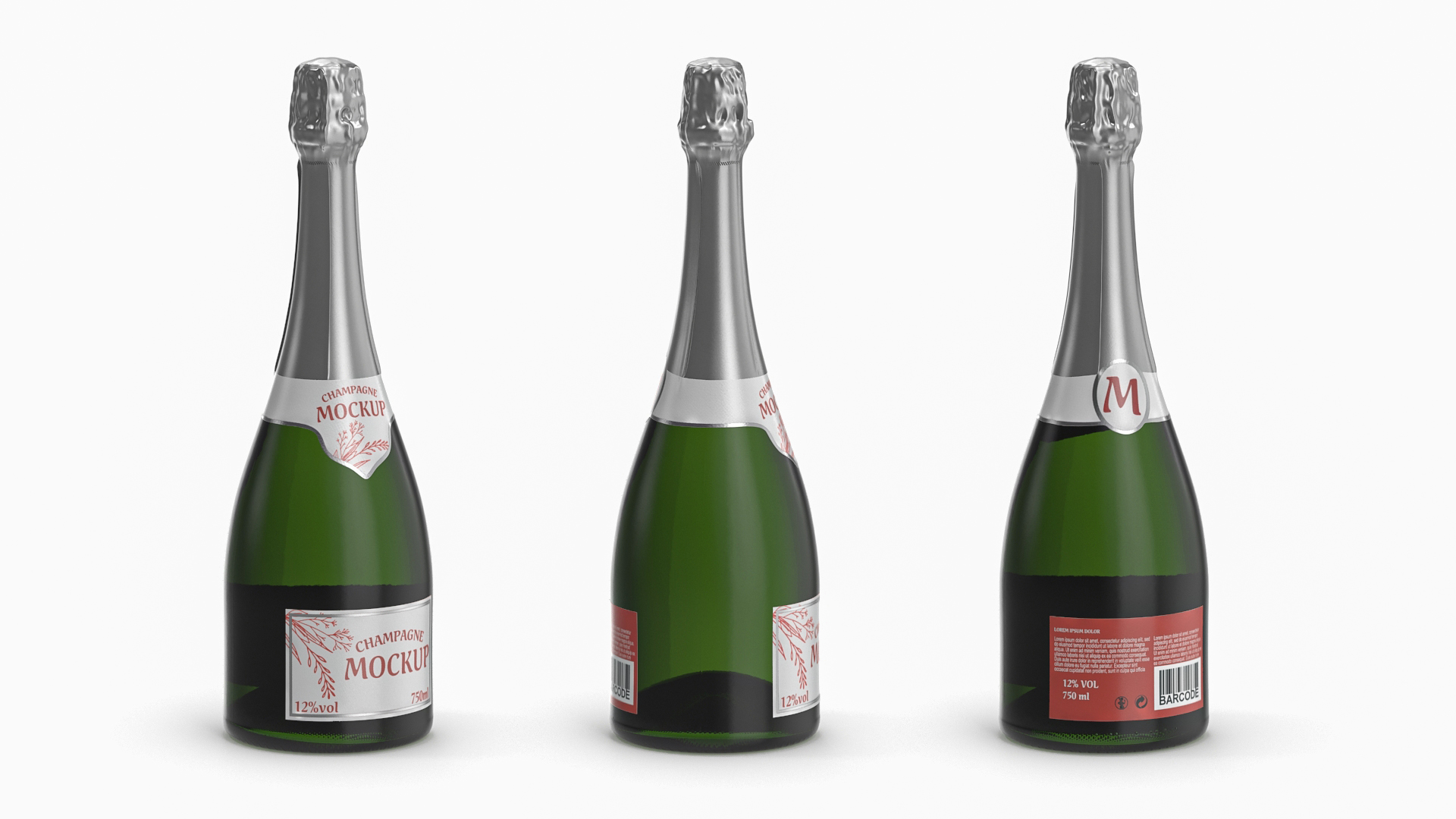 3D Champagne Bottle Mockup model