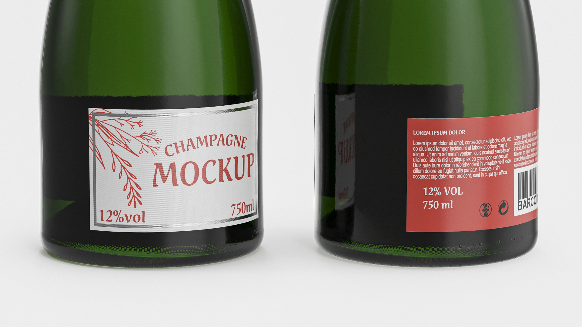 3D Champagne Bottle Mockup model