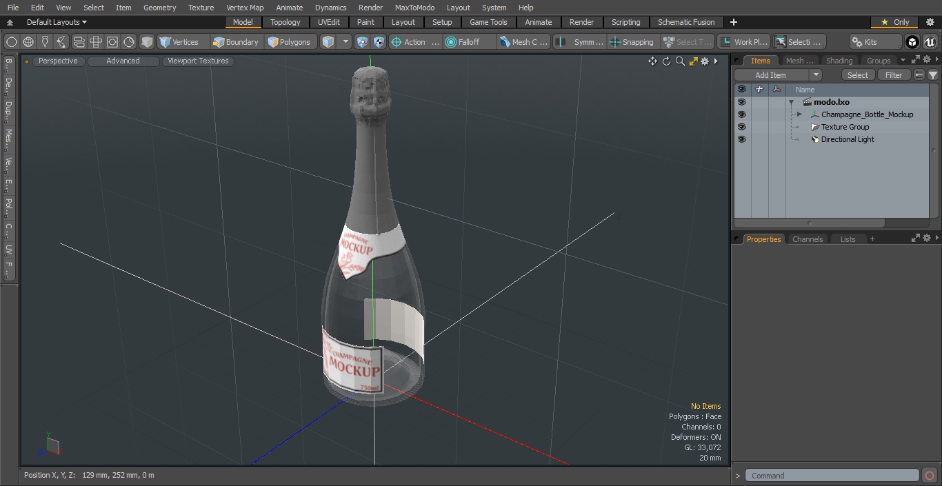 3D Champagne Bottle Mockup model