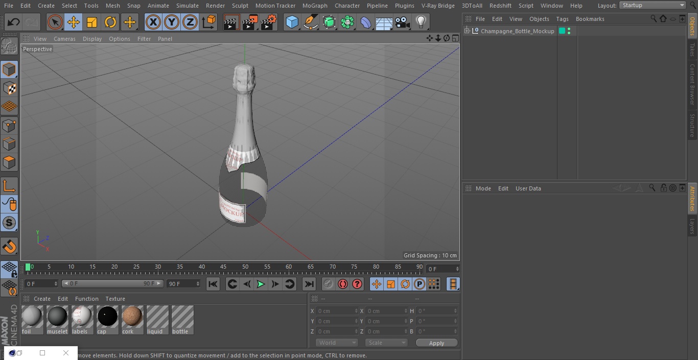 3D Champagne Bottle Mockup model
