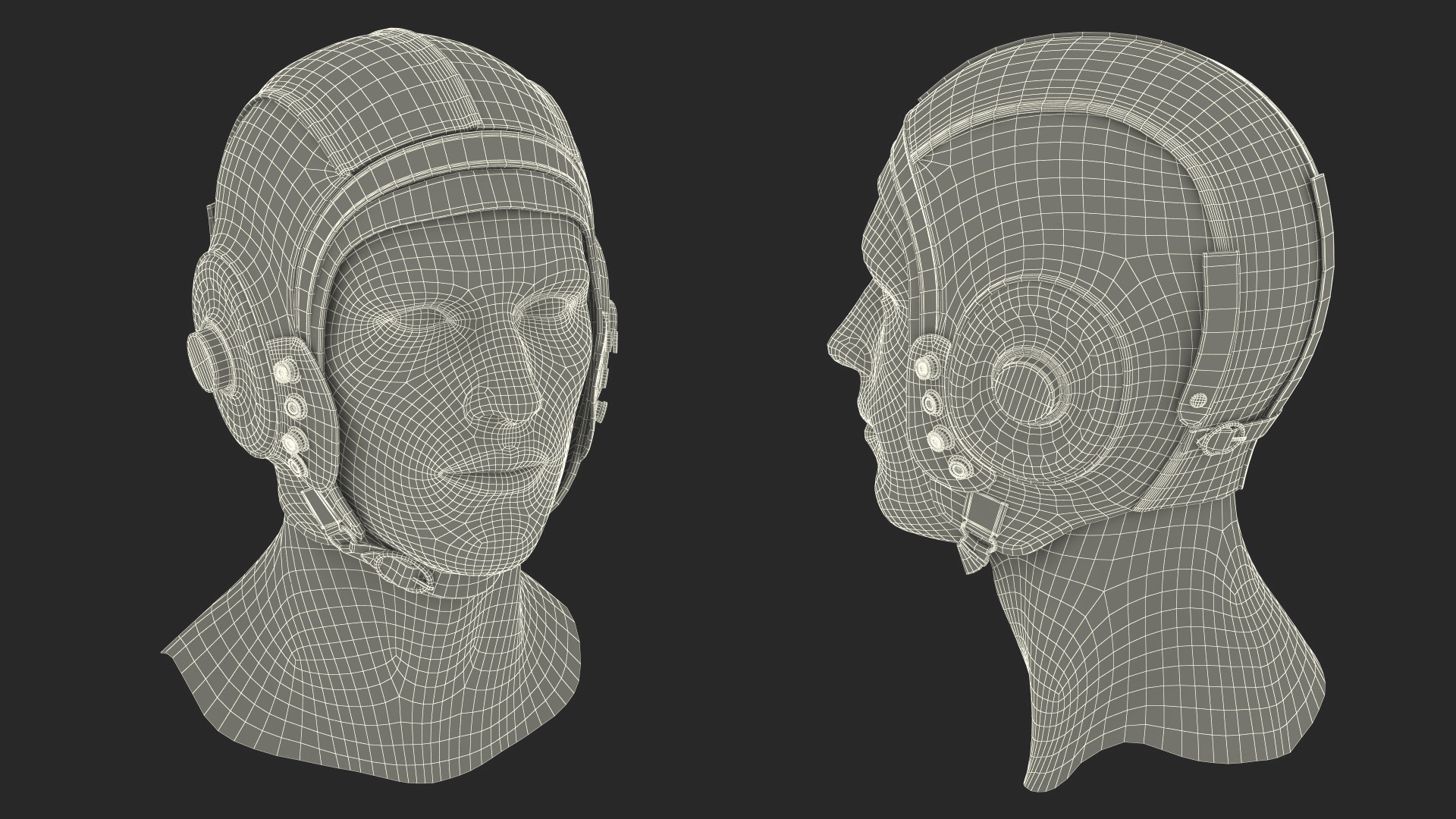 3D Worn Leather Pilot Helmet on Mannequin model