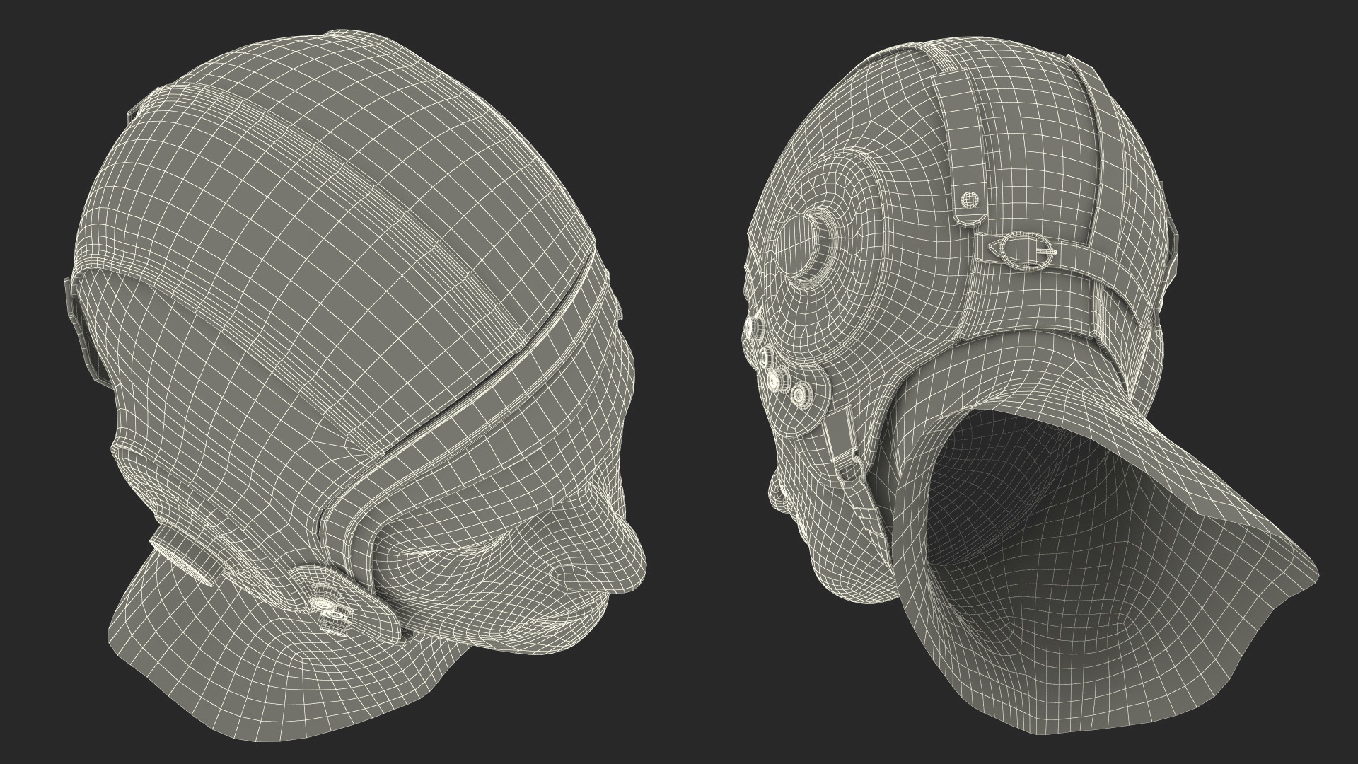 3D Worn Leather Pilot Helmet on Mannequin model