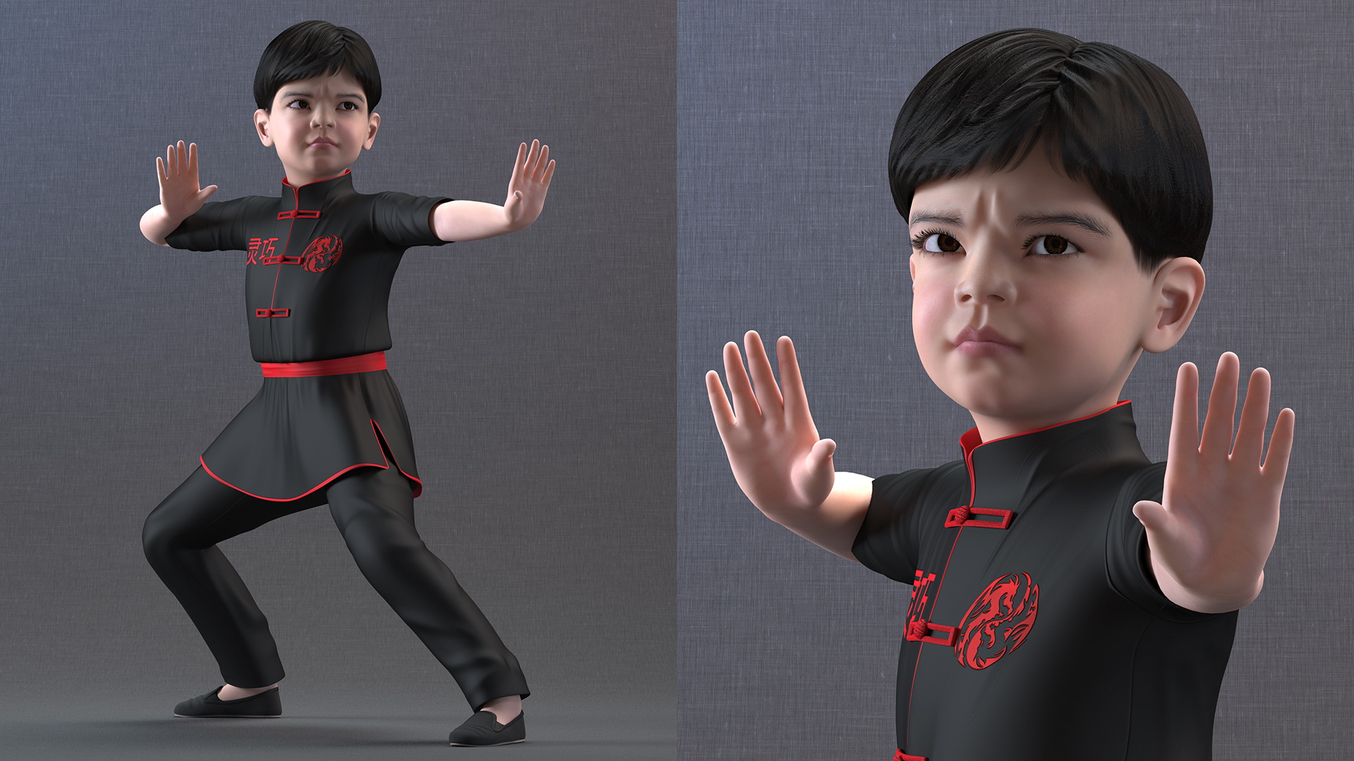 3D model Asian Child Boy in Kimono