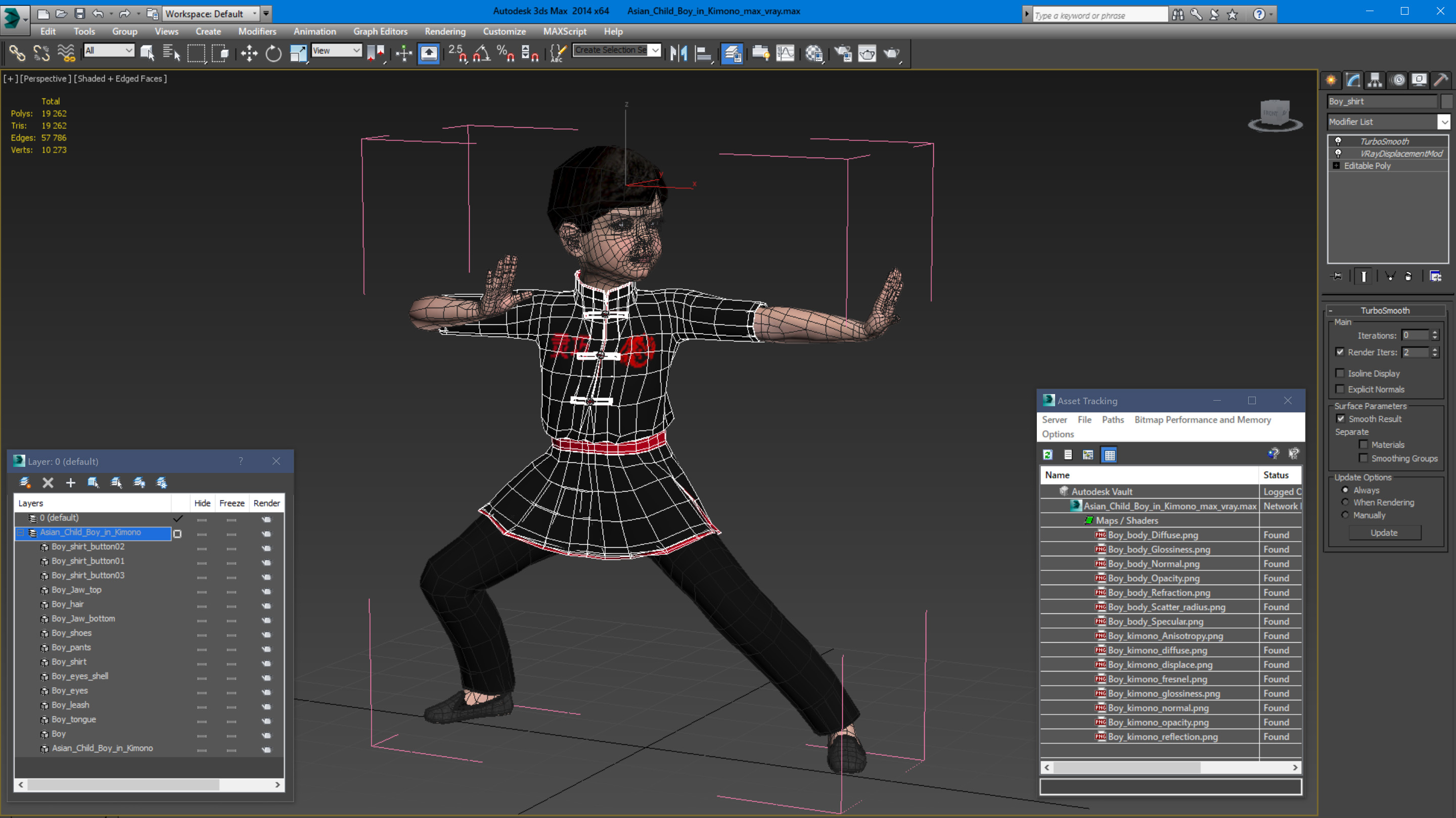 3D model Asian Child Boy in Kimono