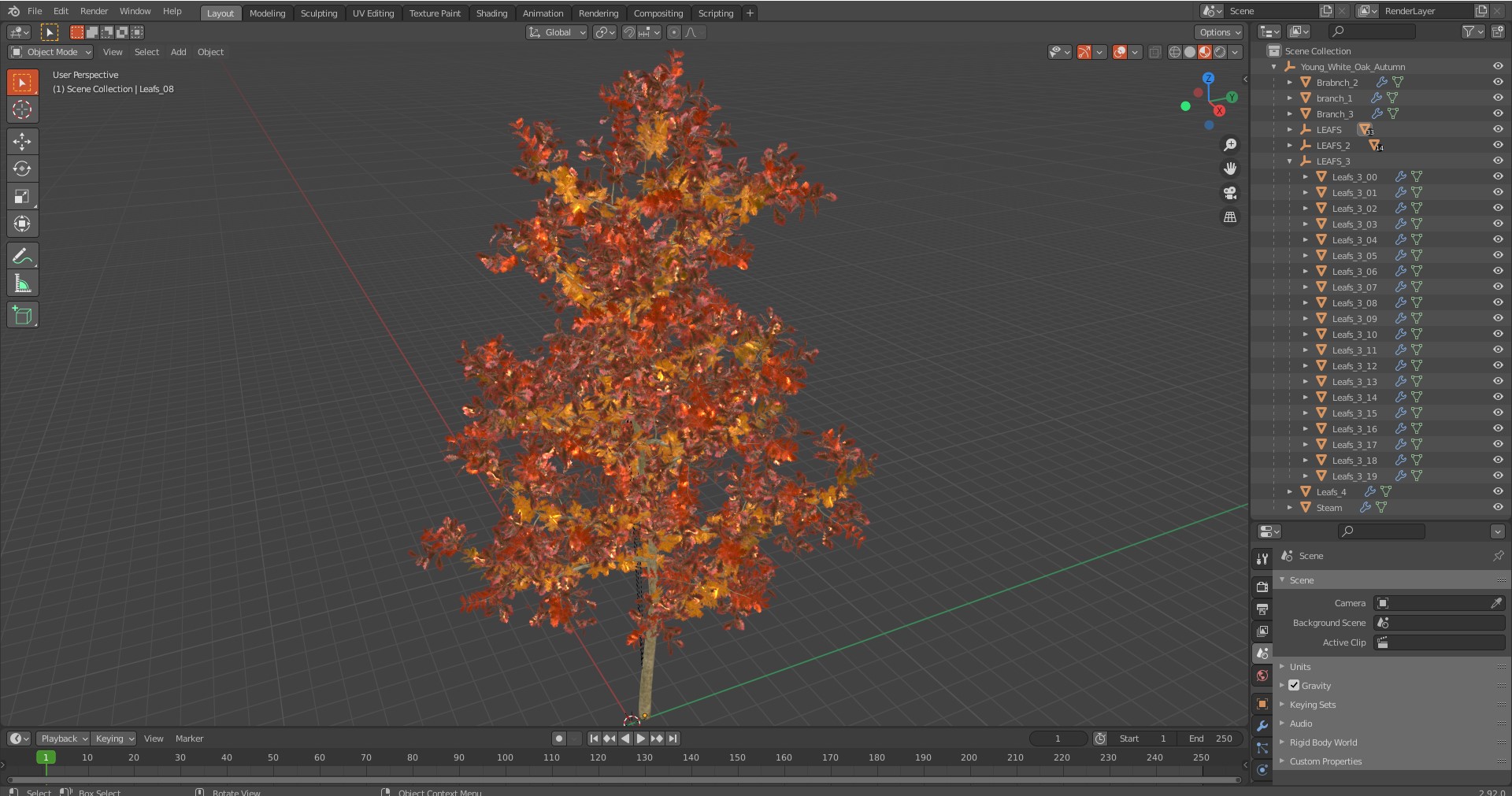 Young White Oak Autumn 3D