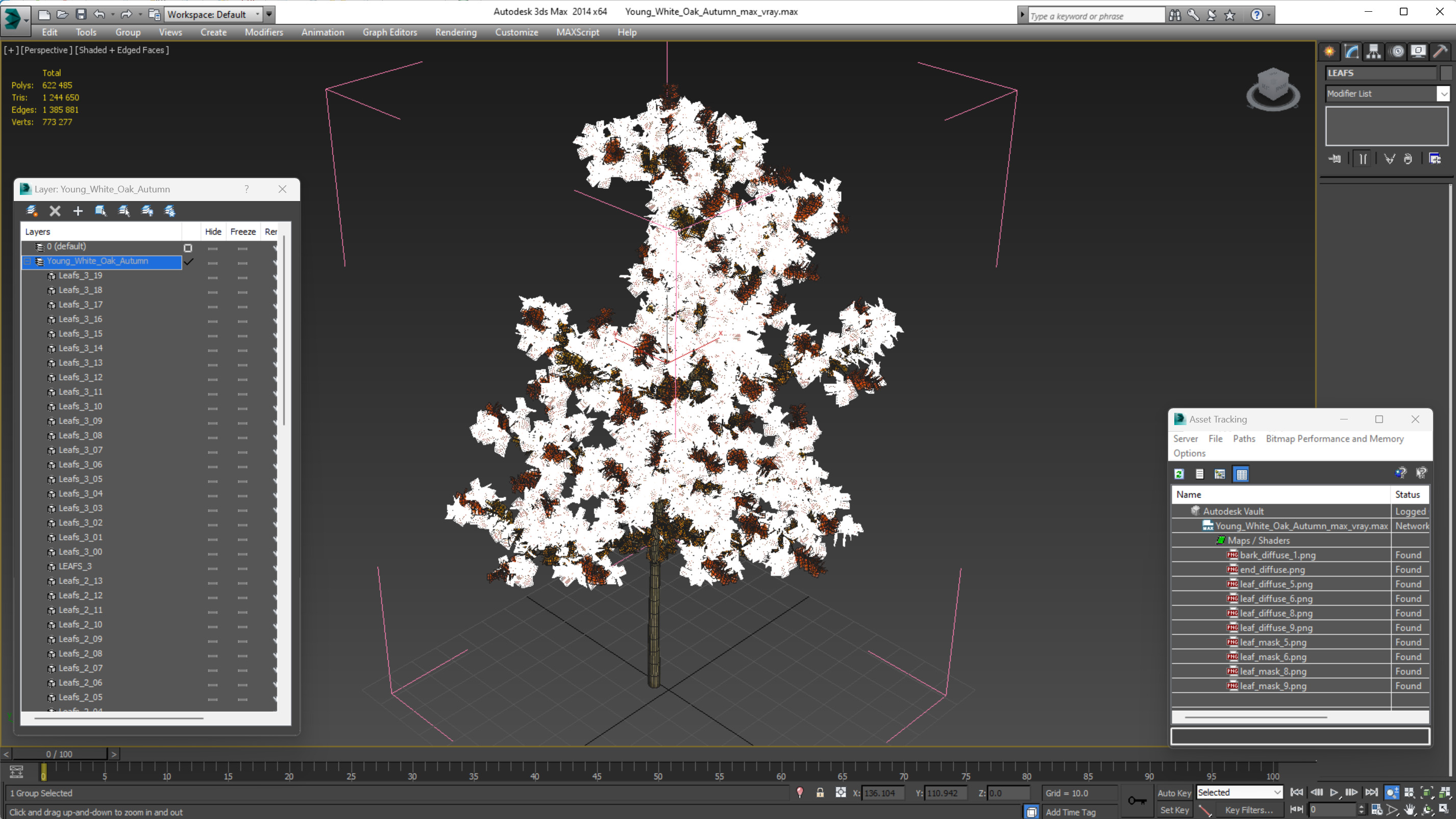 Young White Oak Autumn 3D
