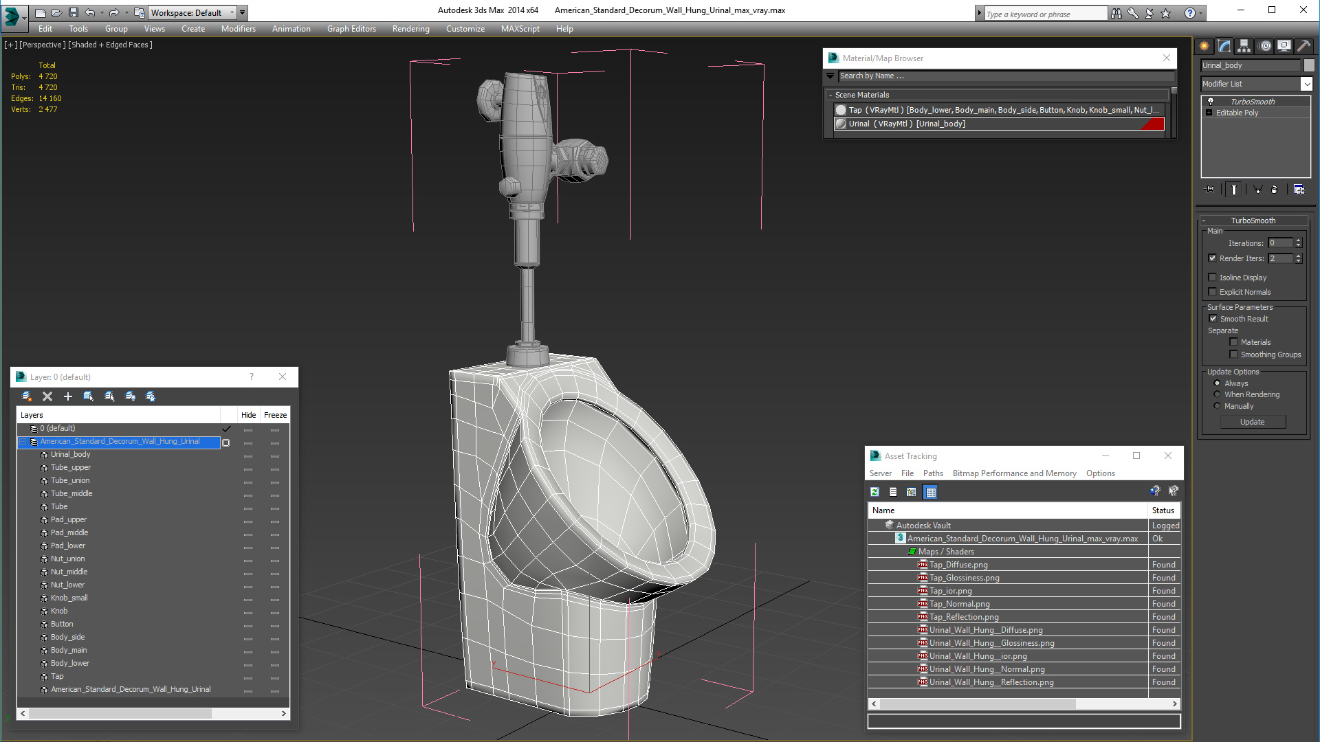 American Standard Decorum Wall Hung Urinal 3D